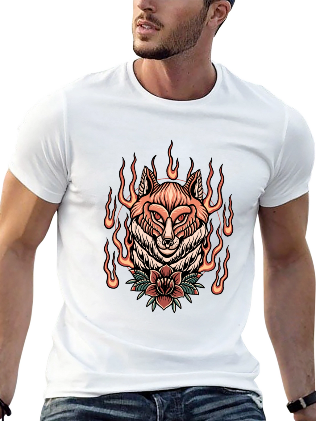 Flaming Fox Graphic Tee - Stylish Black T-Shirt