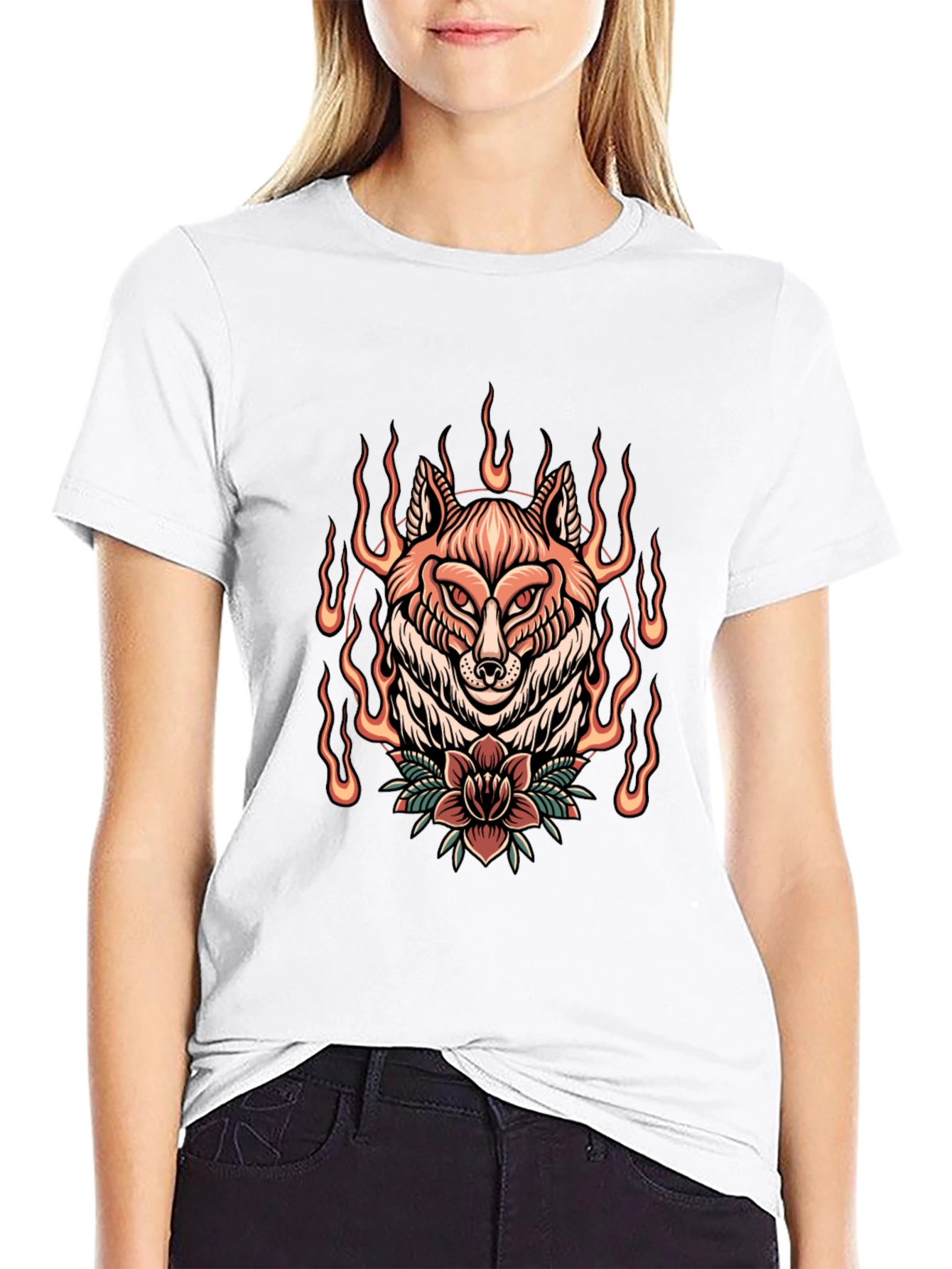 Flaming Fox Graphic Tee - Stylish Black T-Shirt