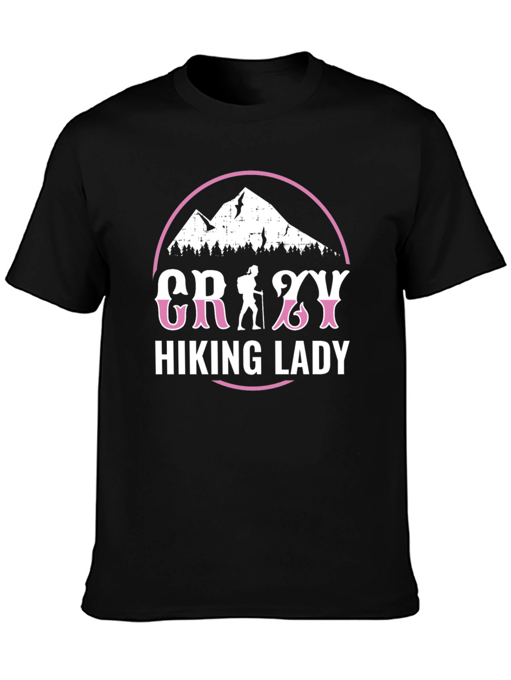 Crazy Hiking Lady Graphic Tee - Mountain Adventure Shirt