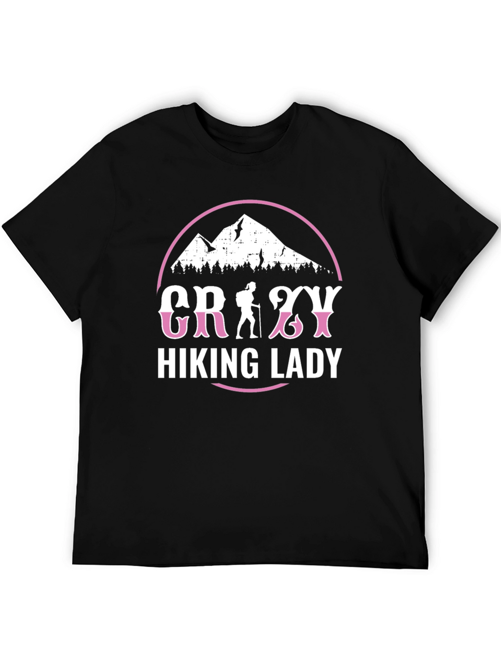 Crazy Hiking Lady Graphic Tee - Mountain Adventure Shirt
