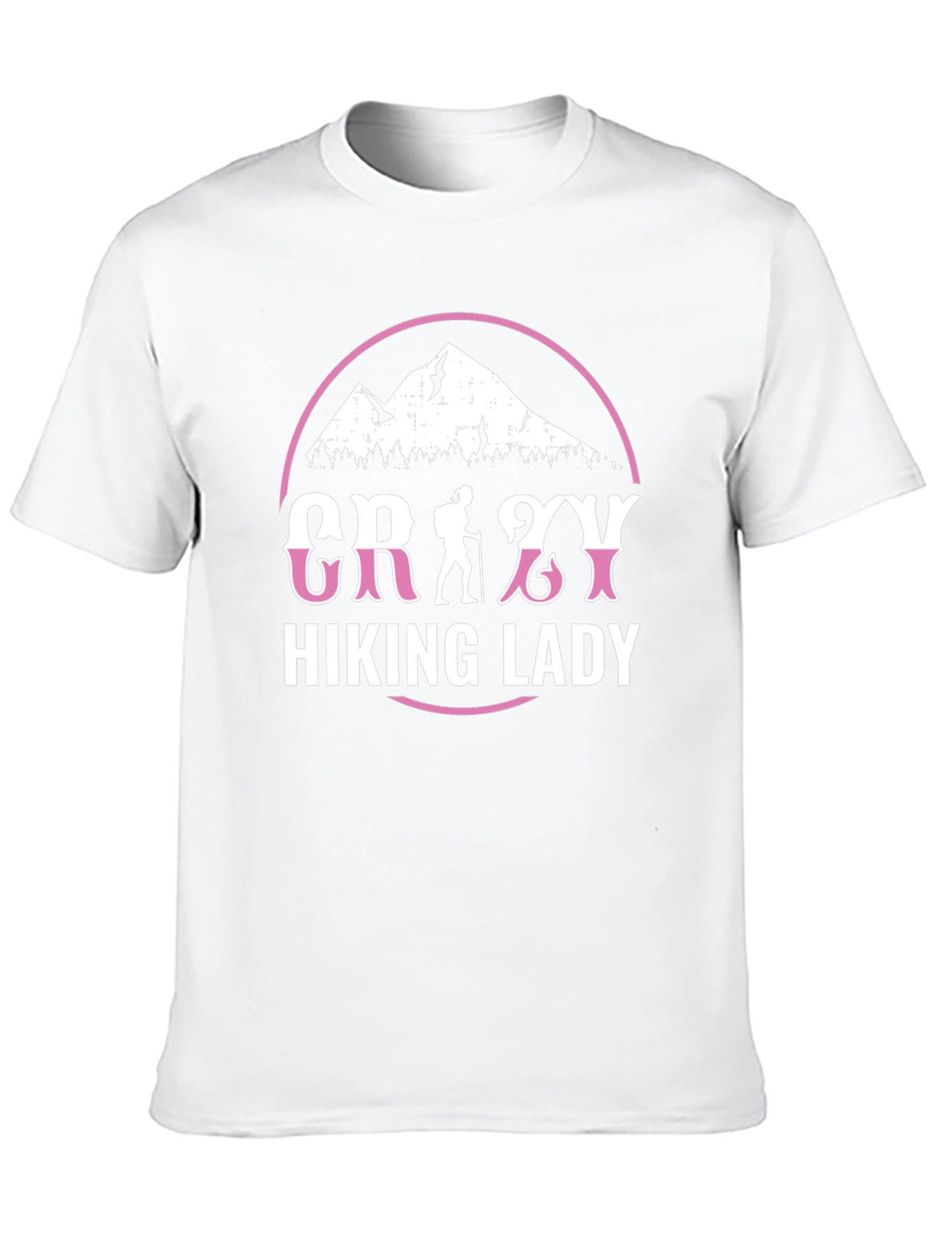 Crazy Hiking Lady Graphic Tee - Mountain Adventure Shirt