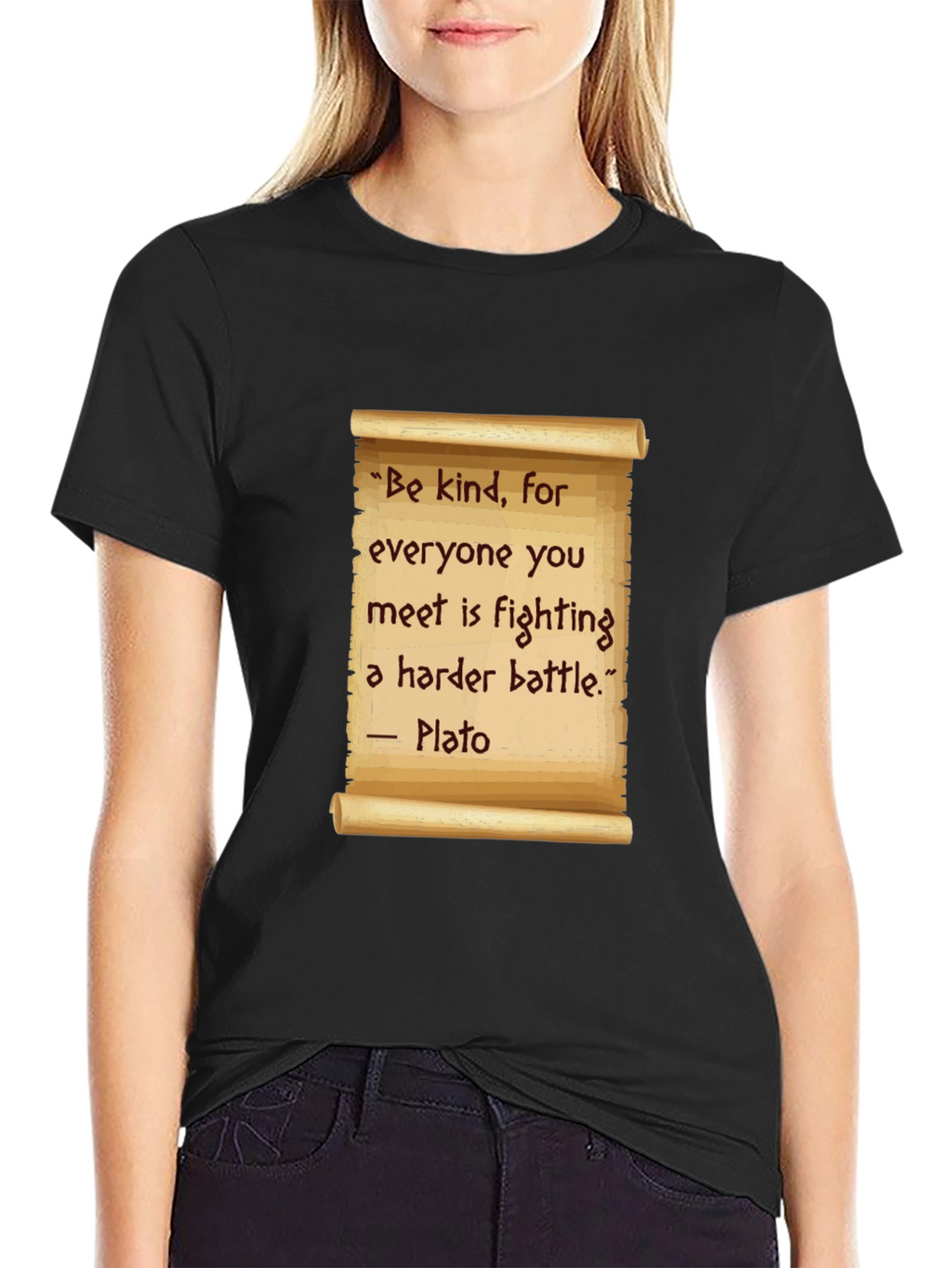 Be Kind T-Shirt - Plato Quote Scroll Design