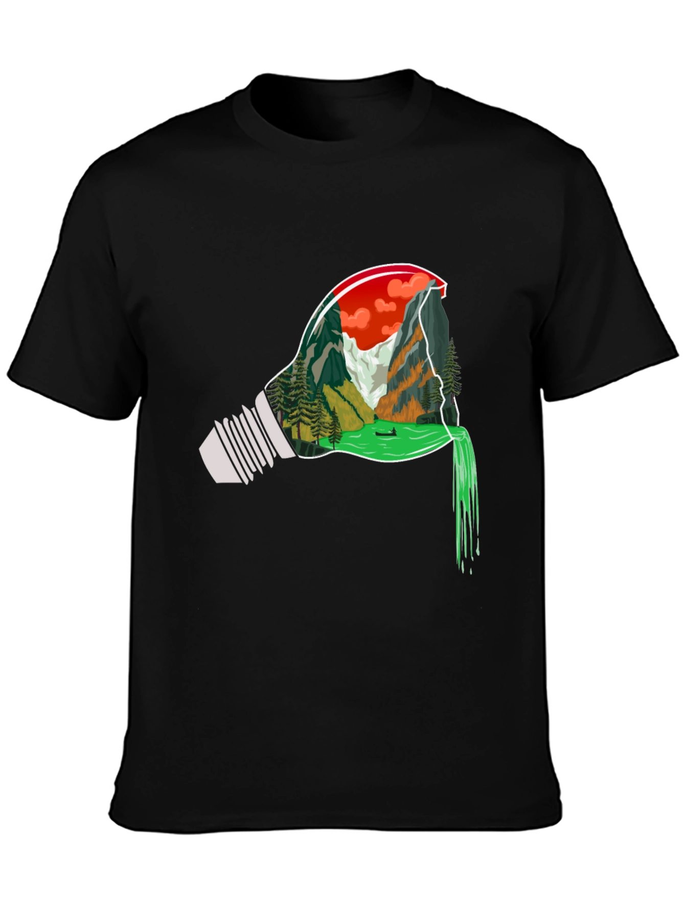Nature Bulb Graphic Tee - Mens Black T-Shirt