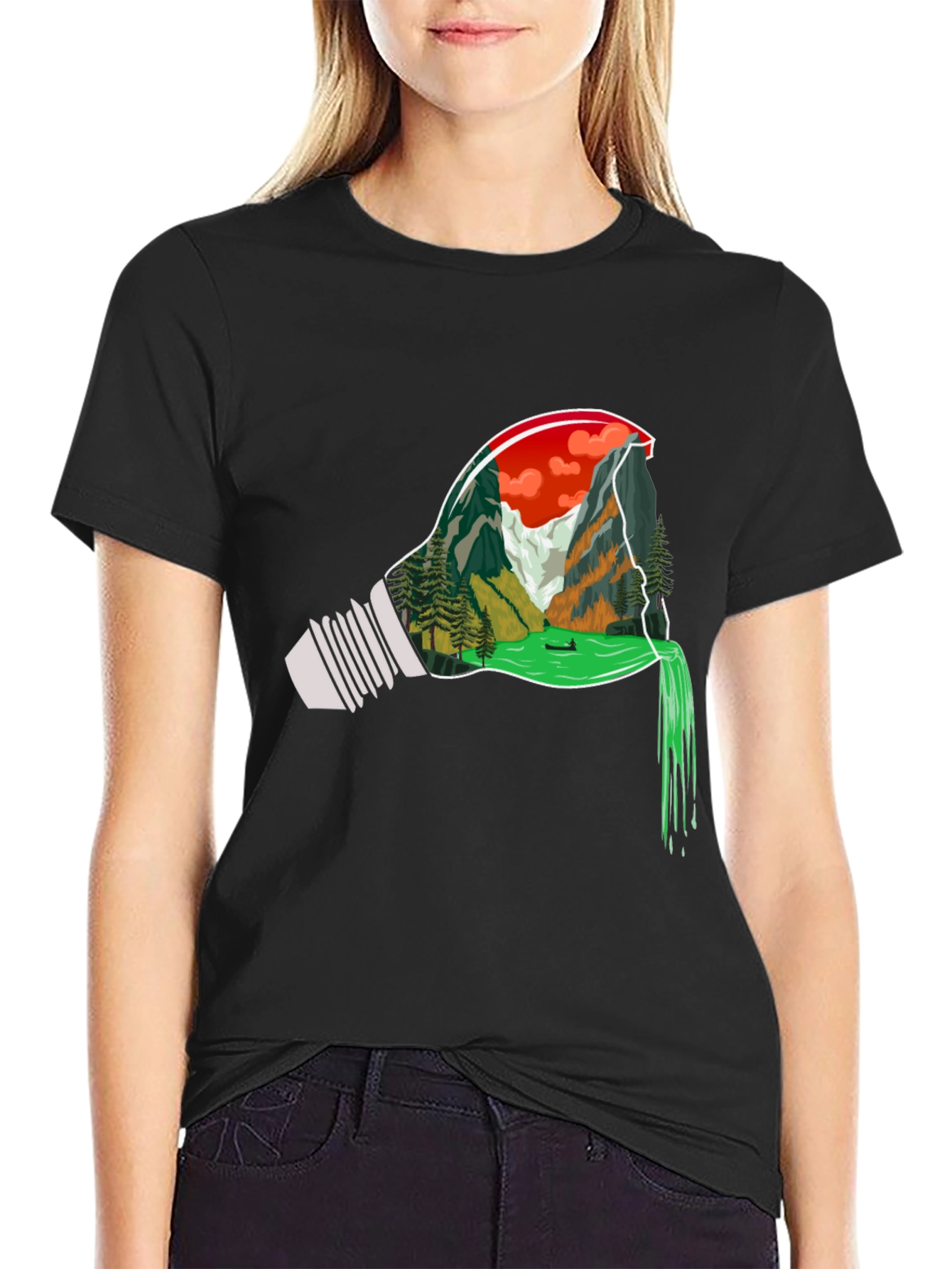 Nature Bulb Graphic Tee - Mens Black T-Shirt
