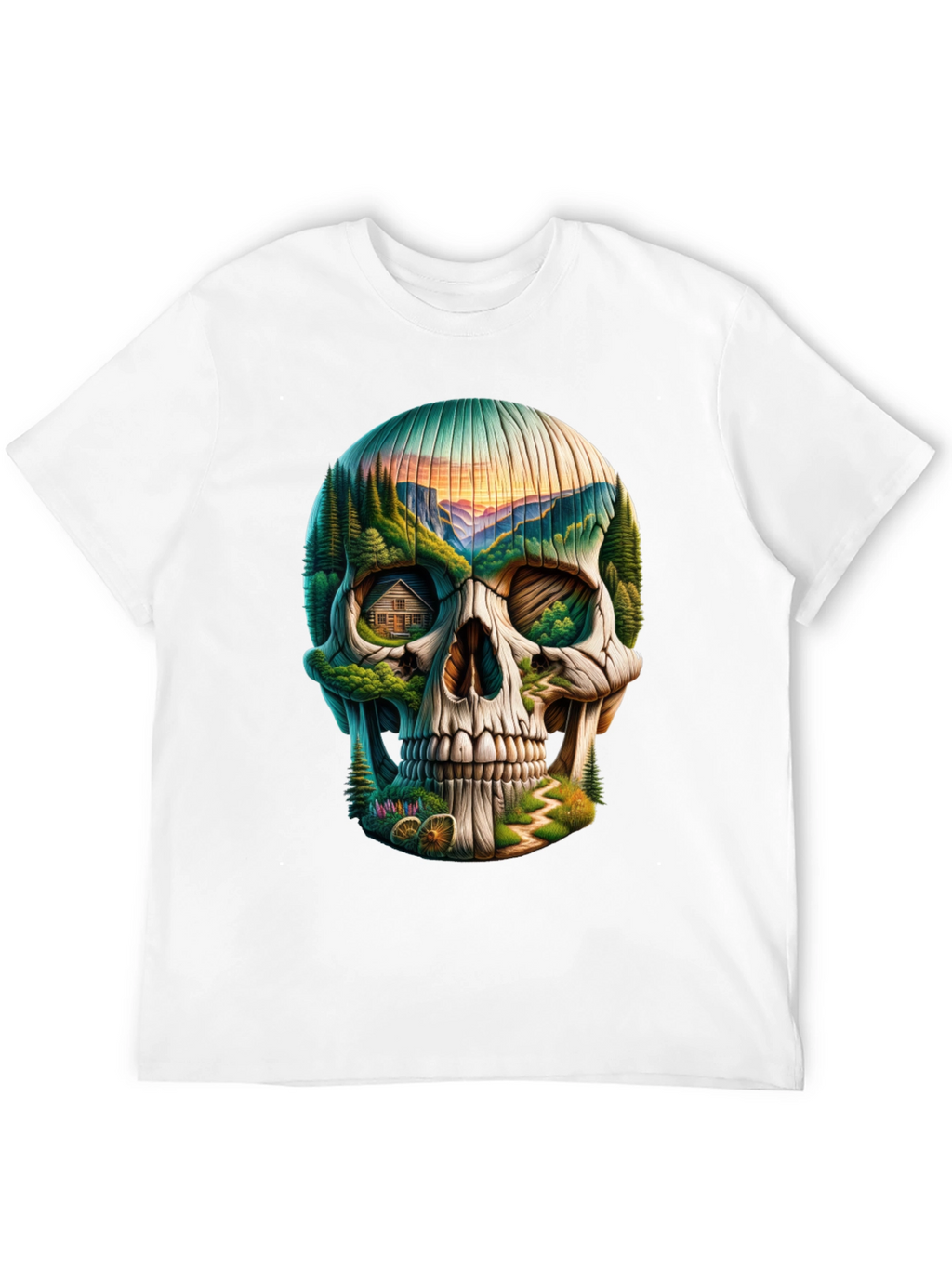 Skull Landscape Graphic Tee - Unique Design