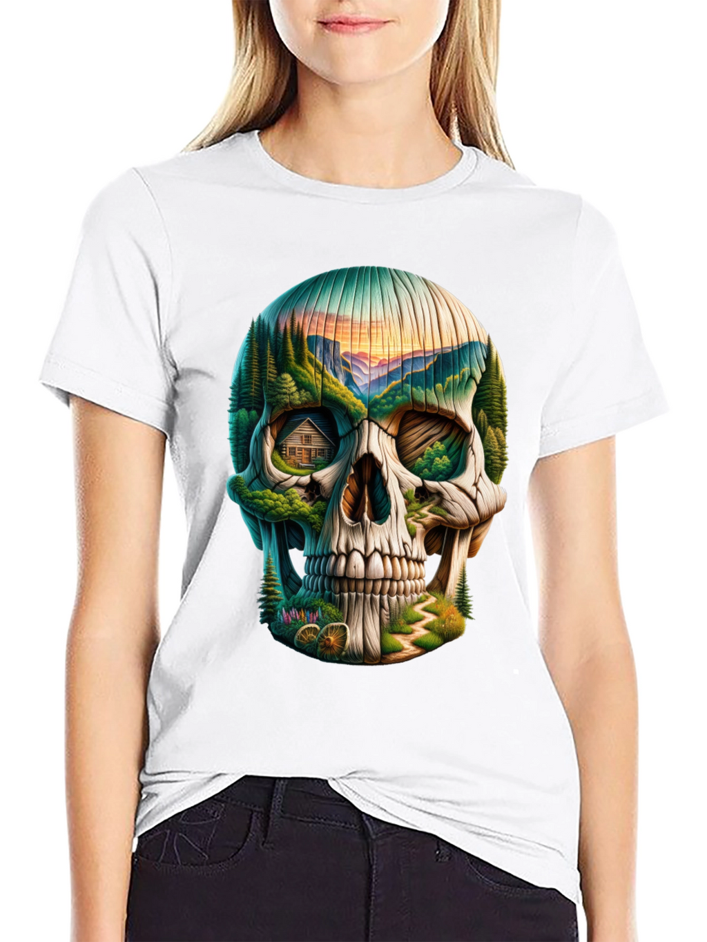 Skull Landscape Graphic Tee - Unique Design
