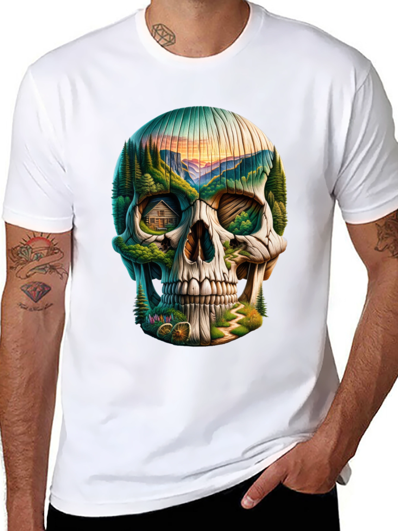 Skull Landscape Graphic Tee - Unique Design