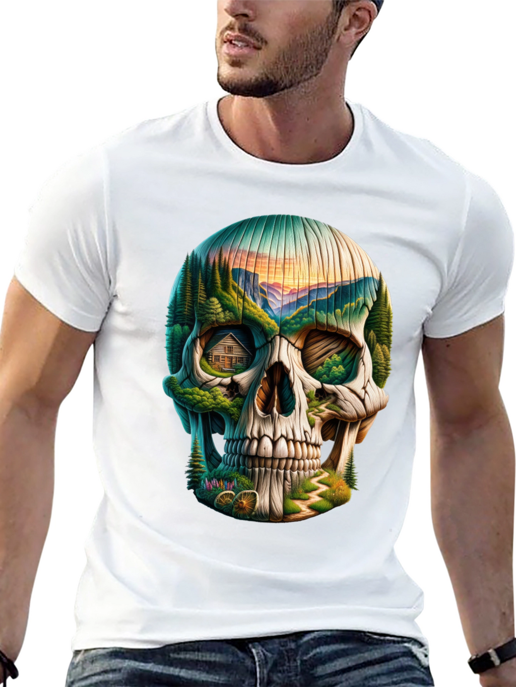 Skull Landscape Graphic Tee - Unique Design