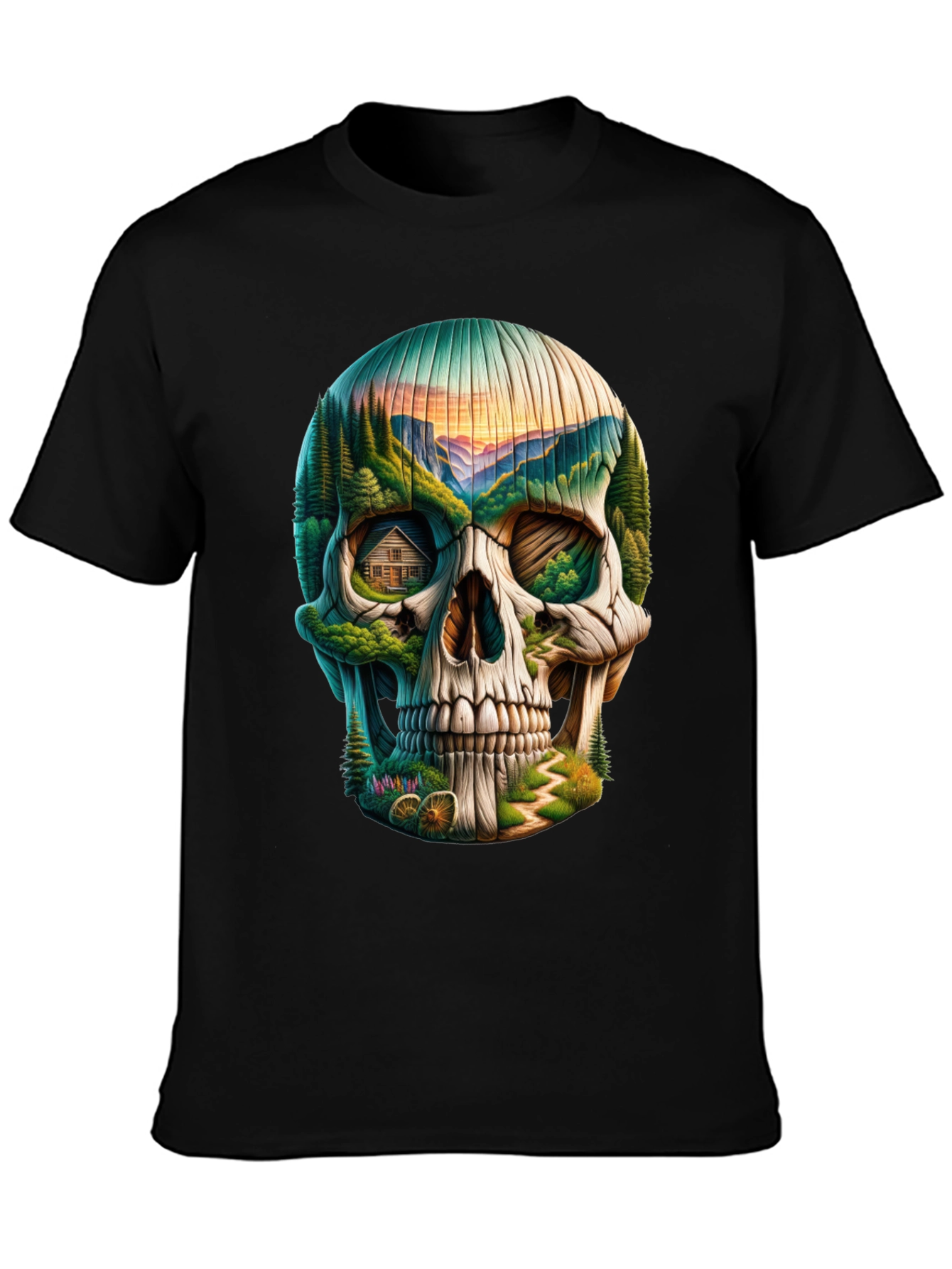 Skull Landscape Graphic Tee - Unique Design