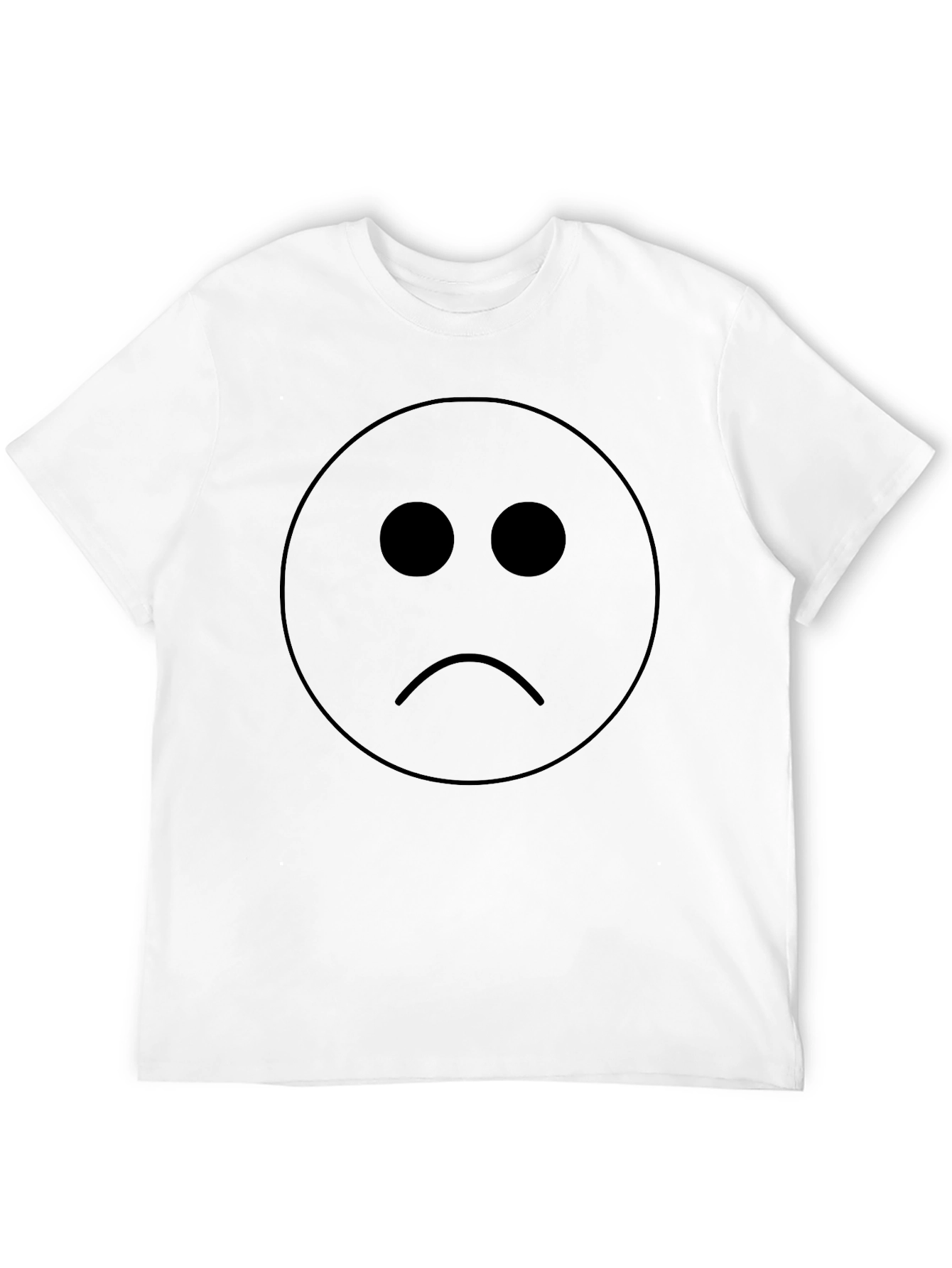Sad Face Graphic T-Shirt - Black Cotton Blend