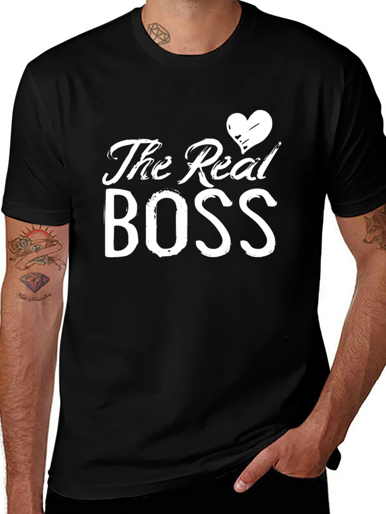 The Real Boss Graphic T-Shirt - Mens Short Sleeve Crew Neck Tee