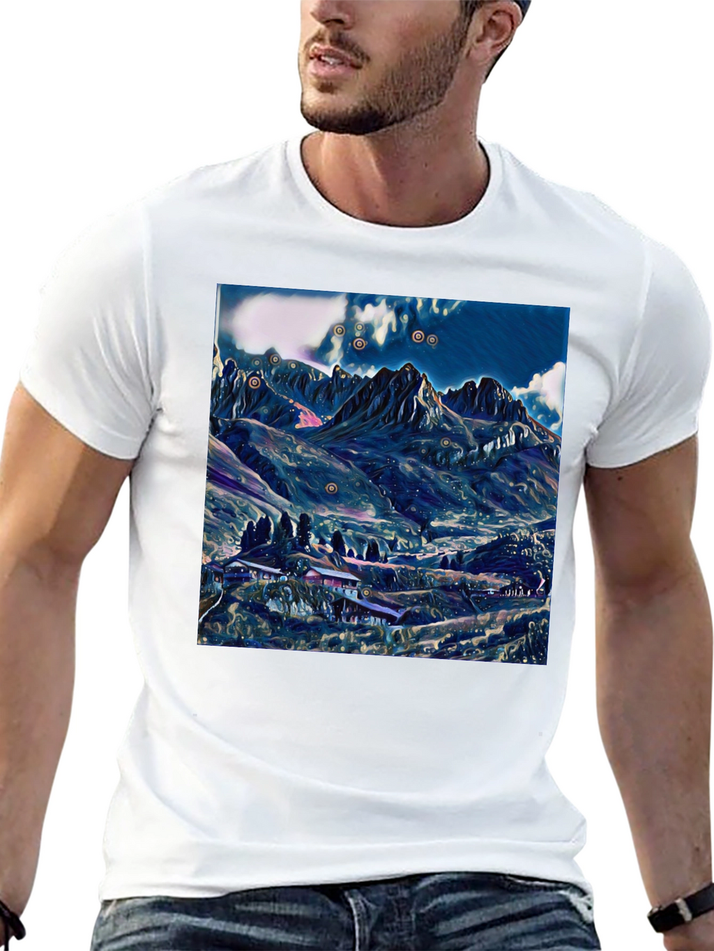 Mountain Landscape Graphic Tee - Black