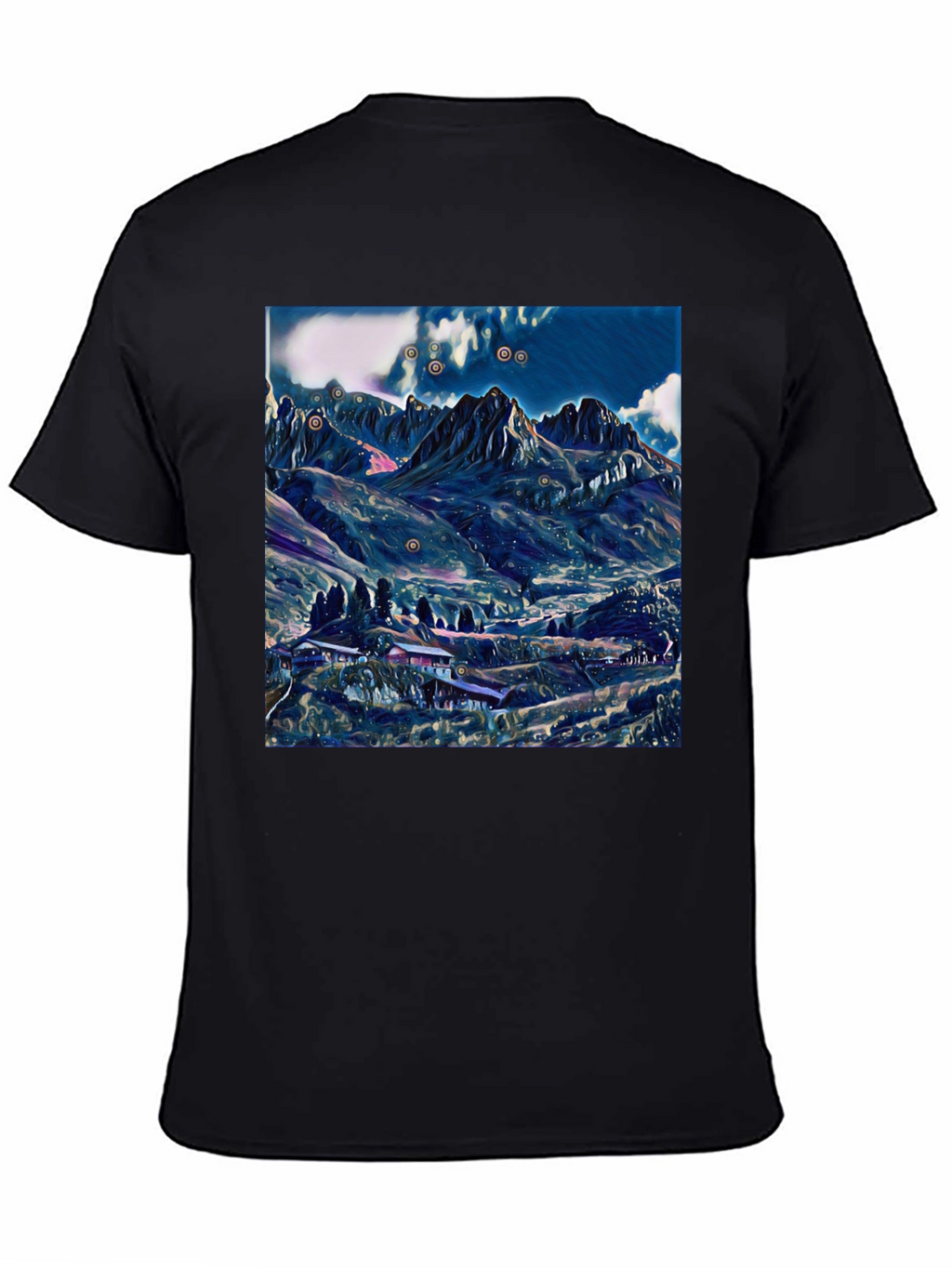 Mountain Landscape Graphic Tee - Black