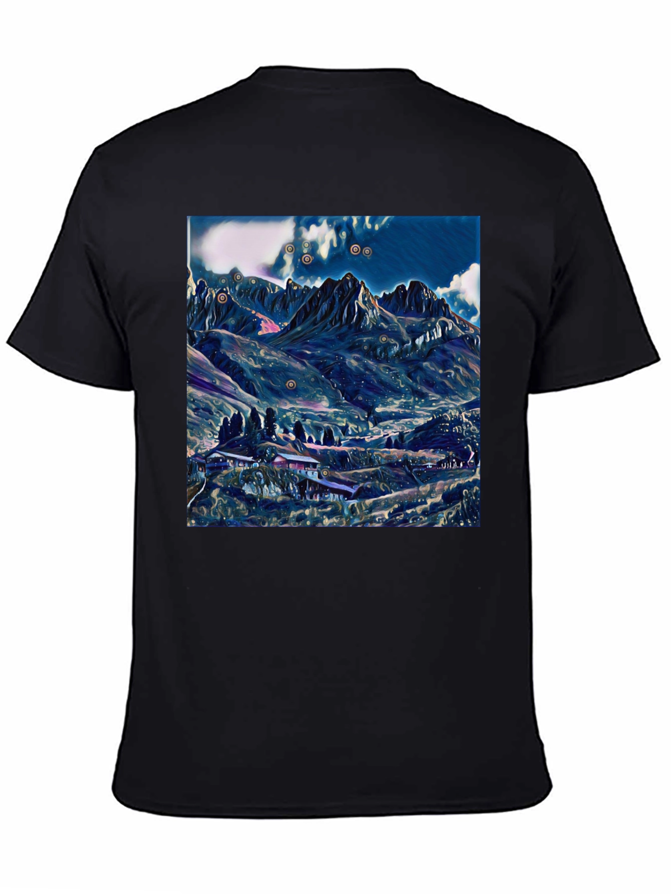 Mountain Landscape Graphic Tee - Black