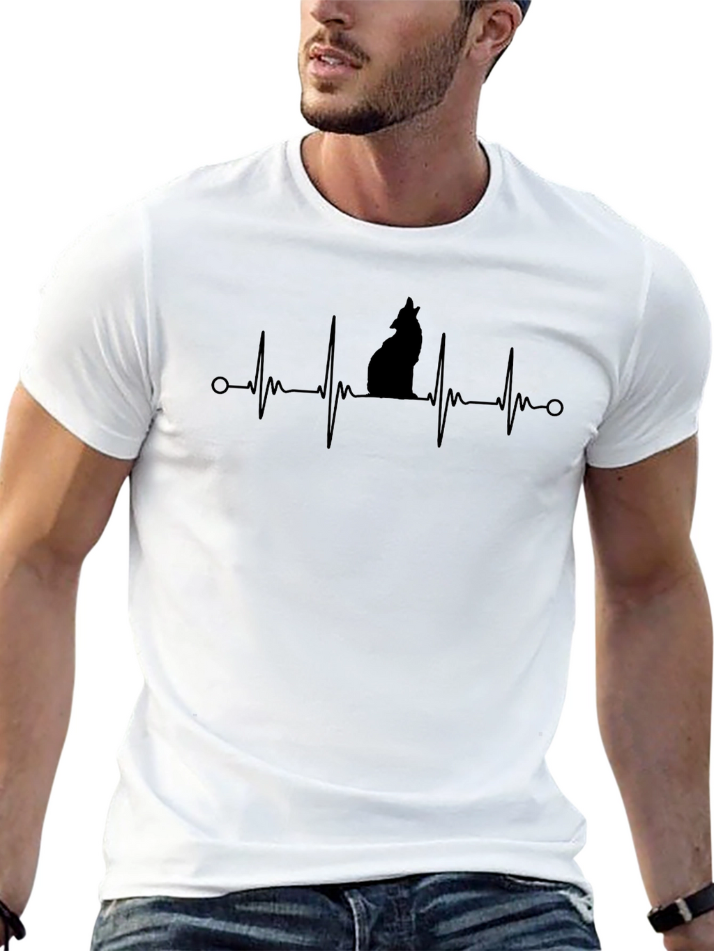 Wolf Heartbeat T-Shirt - Mens Graphic Tee