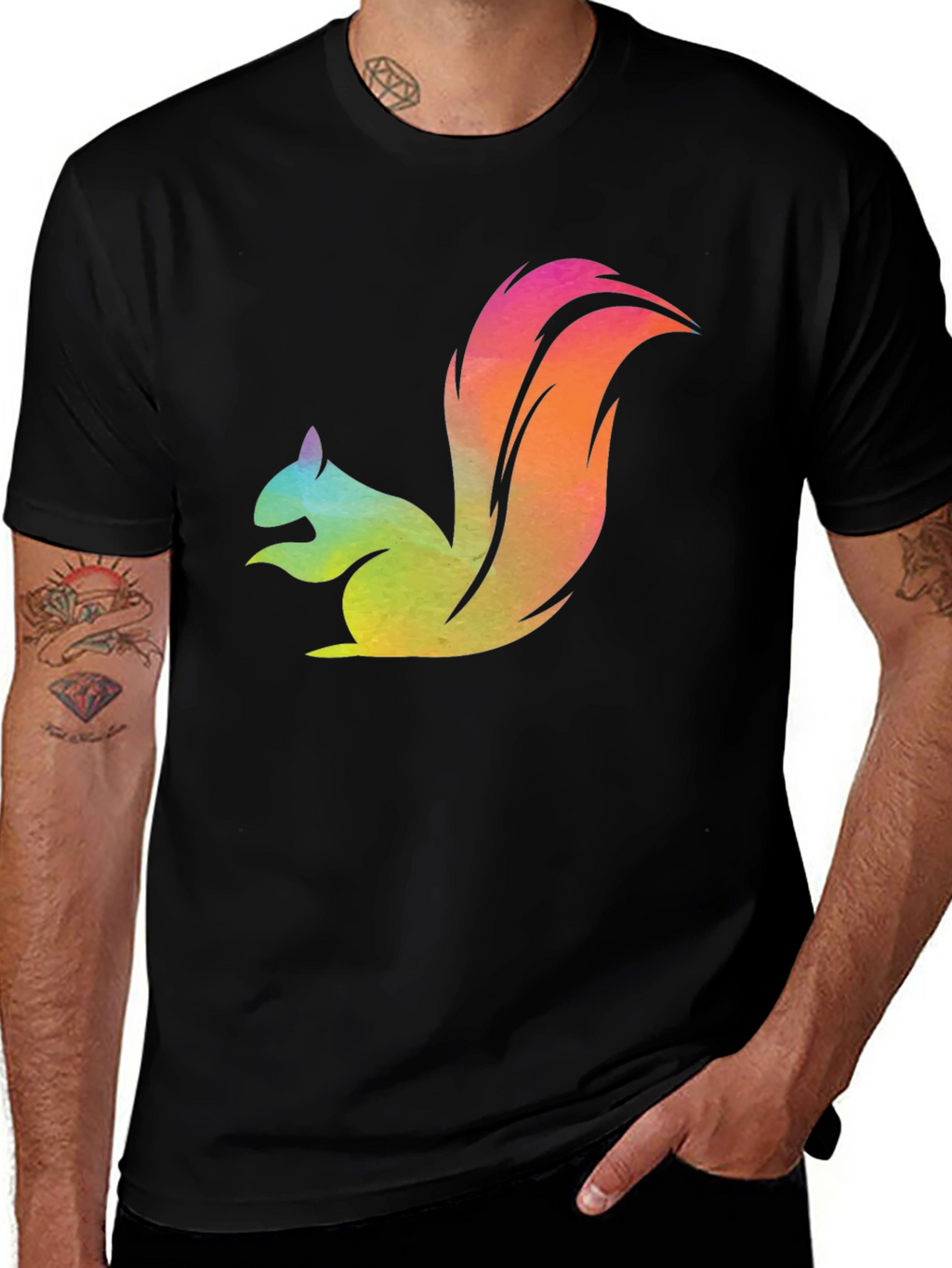 Colorful Squirrel Graphic T-Shirt