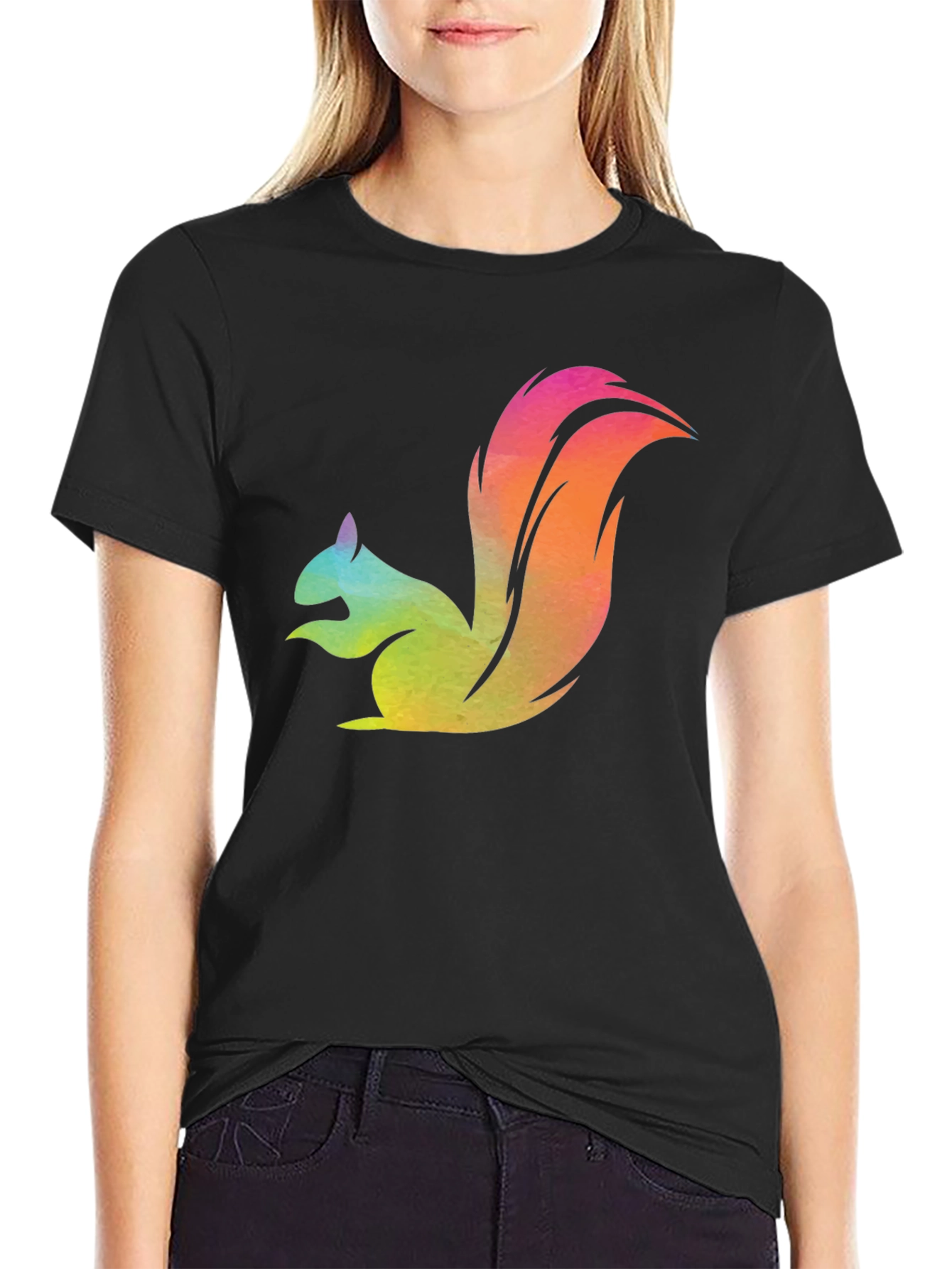 Colorful Squirrel Graphic T-Shirt