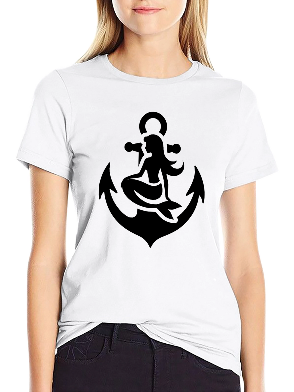 Mermaid Anchor Graphic Tee - Classic Black T-Shirt