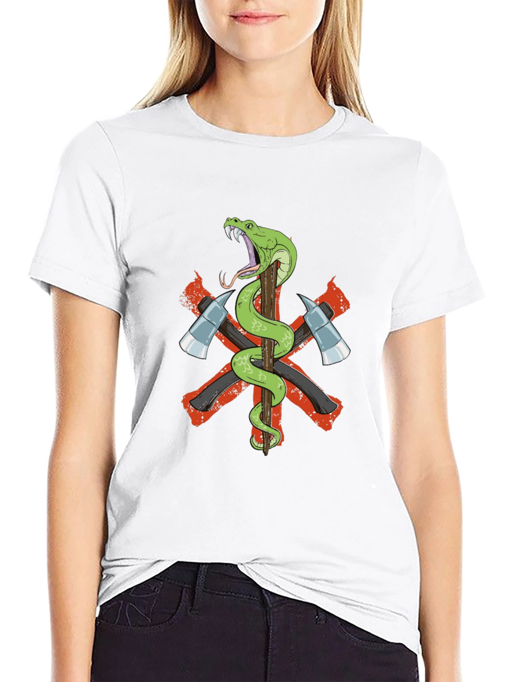 Snake & Axes Graphic T-Shirt - Bold Design!
