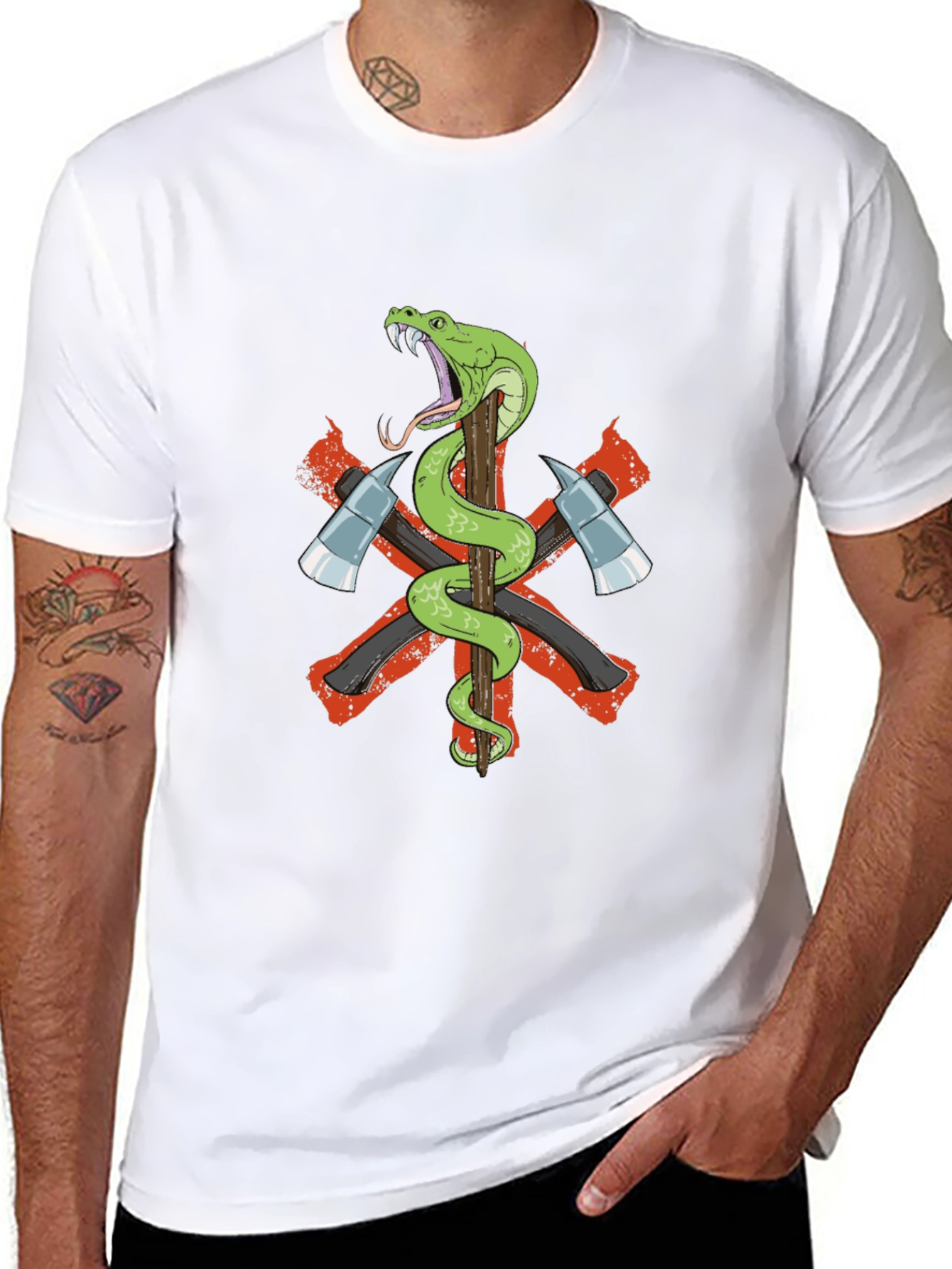 Snake & Axes Graphic T-Shirt - Bold Design!