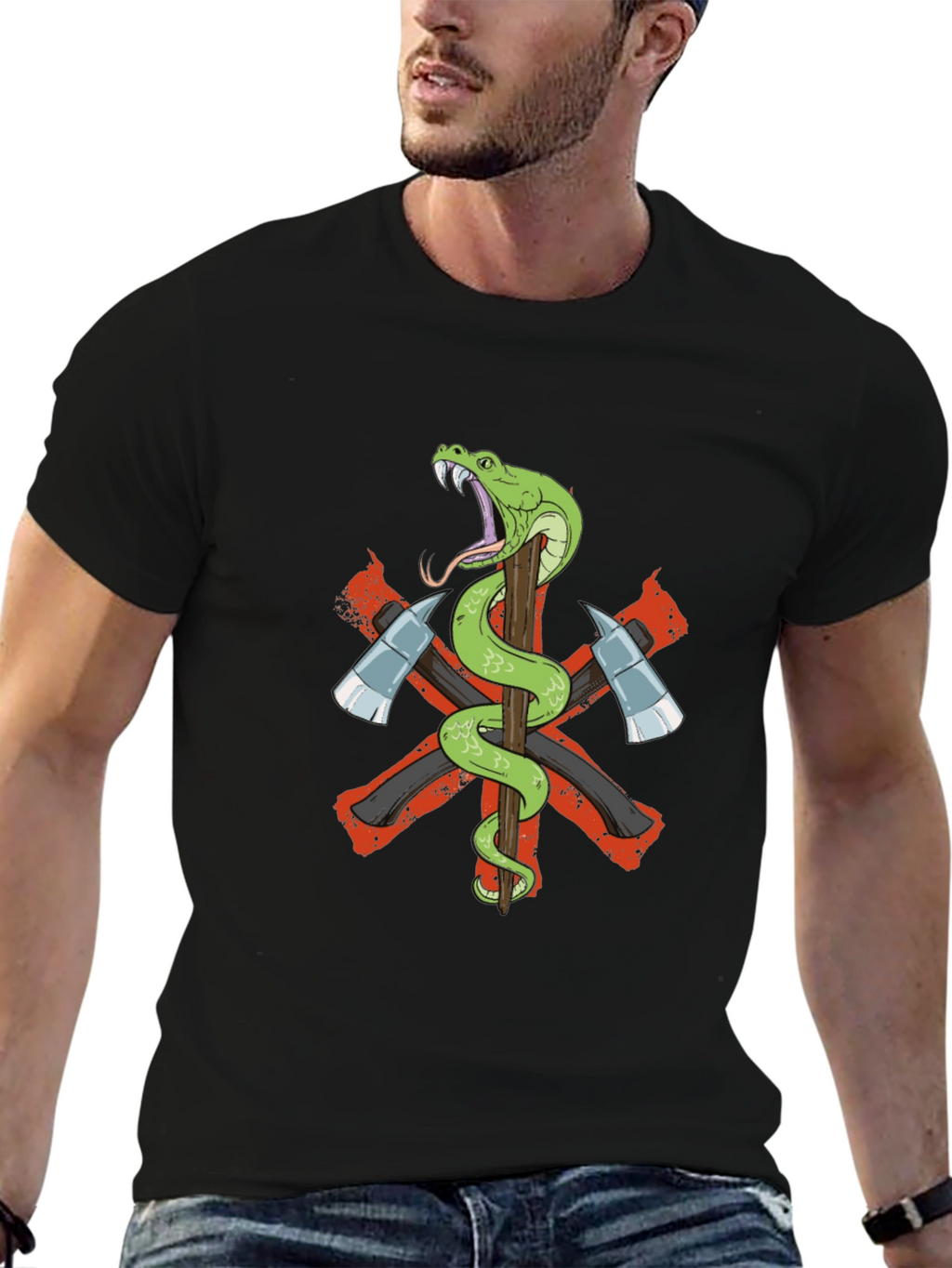 Snake & Axes Graphic T-Shirt - Bold Design!