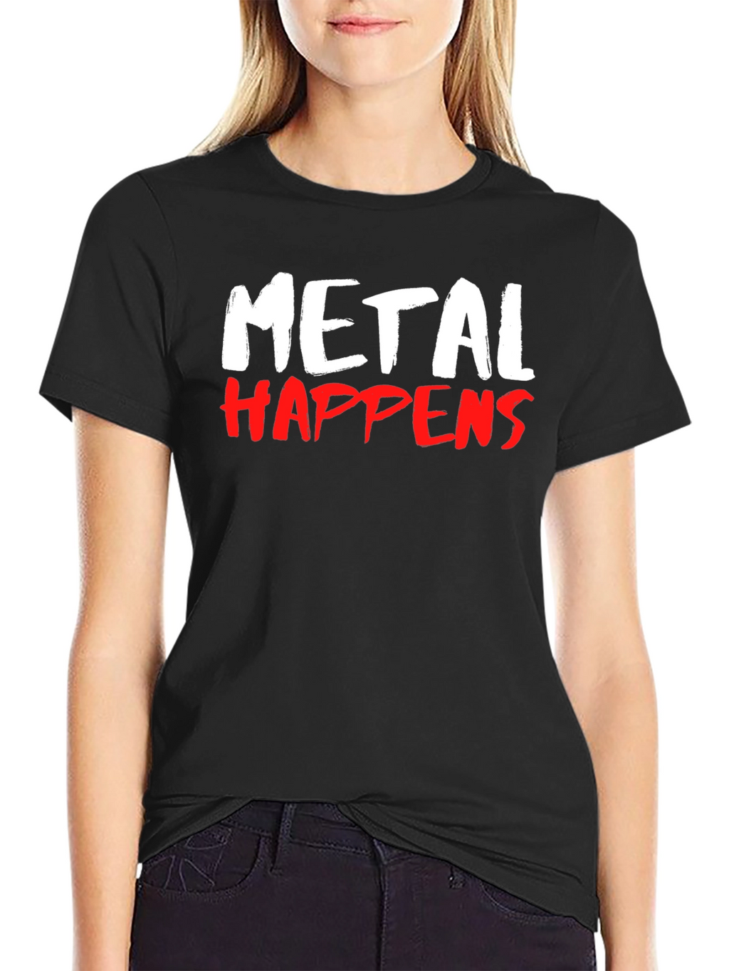 Metal Happens Graphic Print T-Shirt - Black