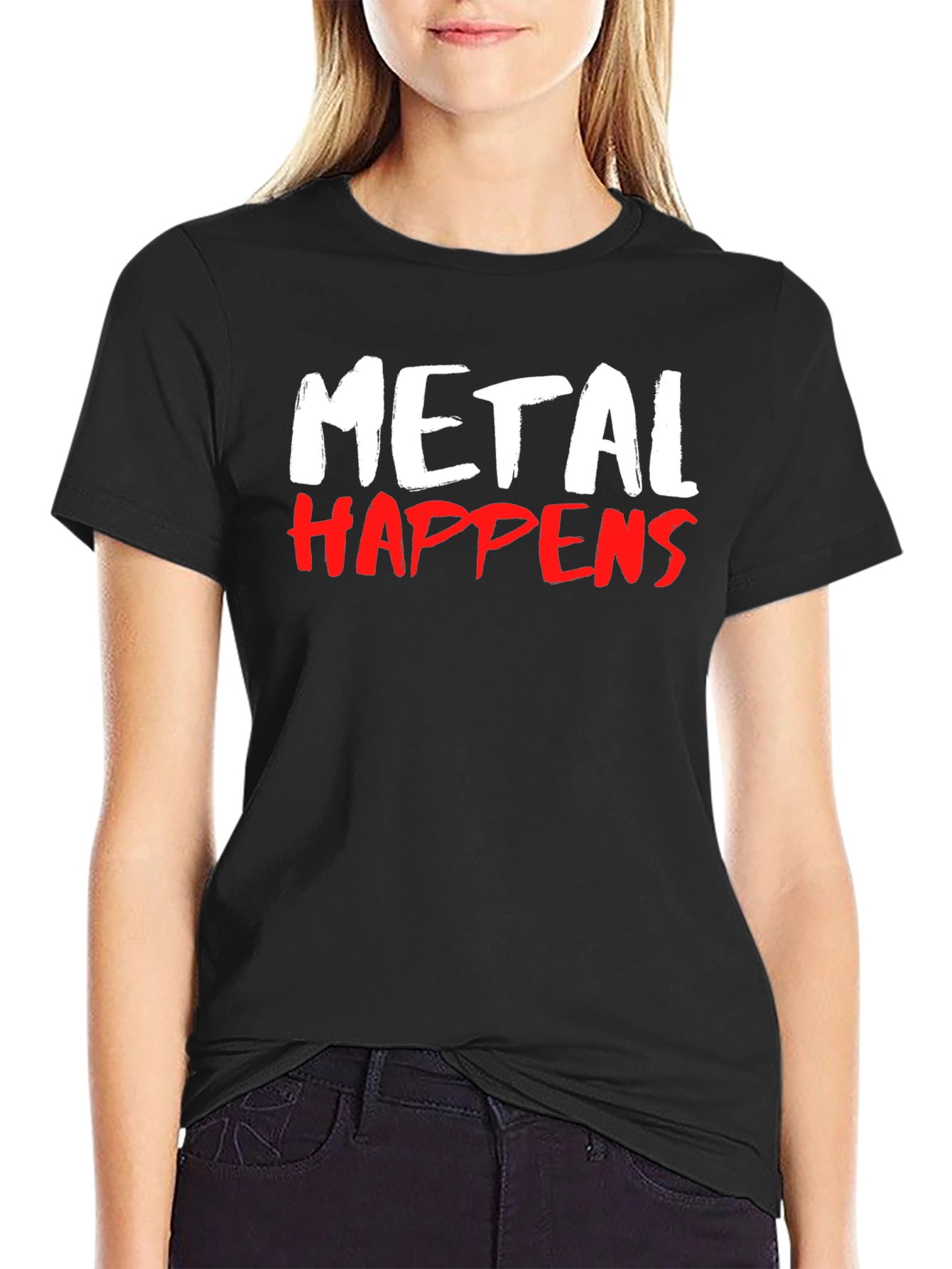 Metal Happens Graphic Print T-Shirt - Black