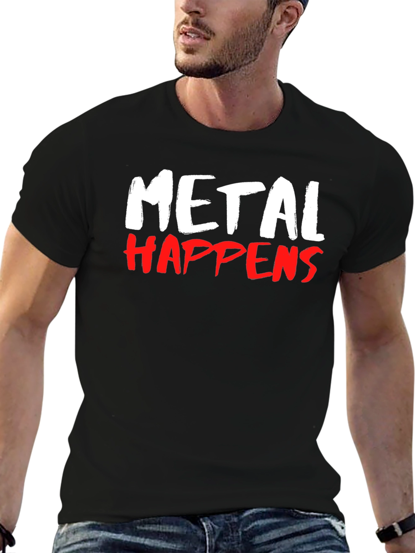 Metal Happens Graphic Print T-Shirt - Black