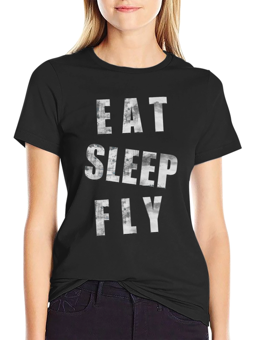 Eat Sleep Fly Graphic Tee - Black Casual T-Shirt
