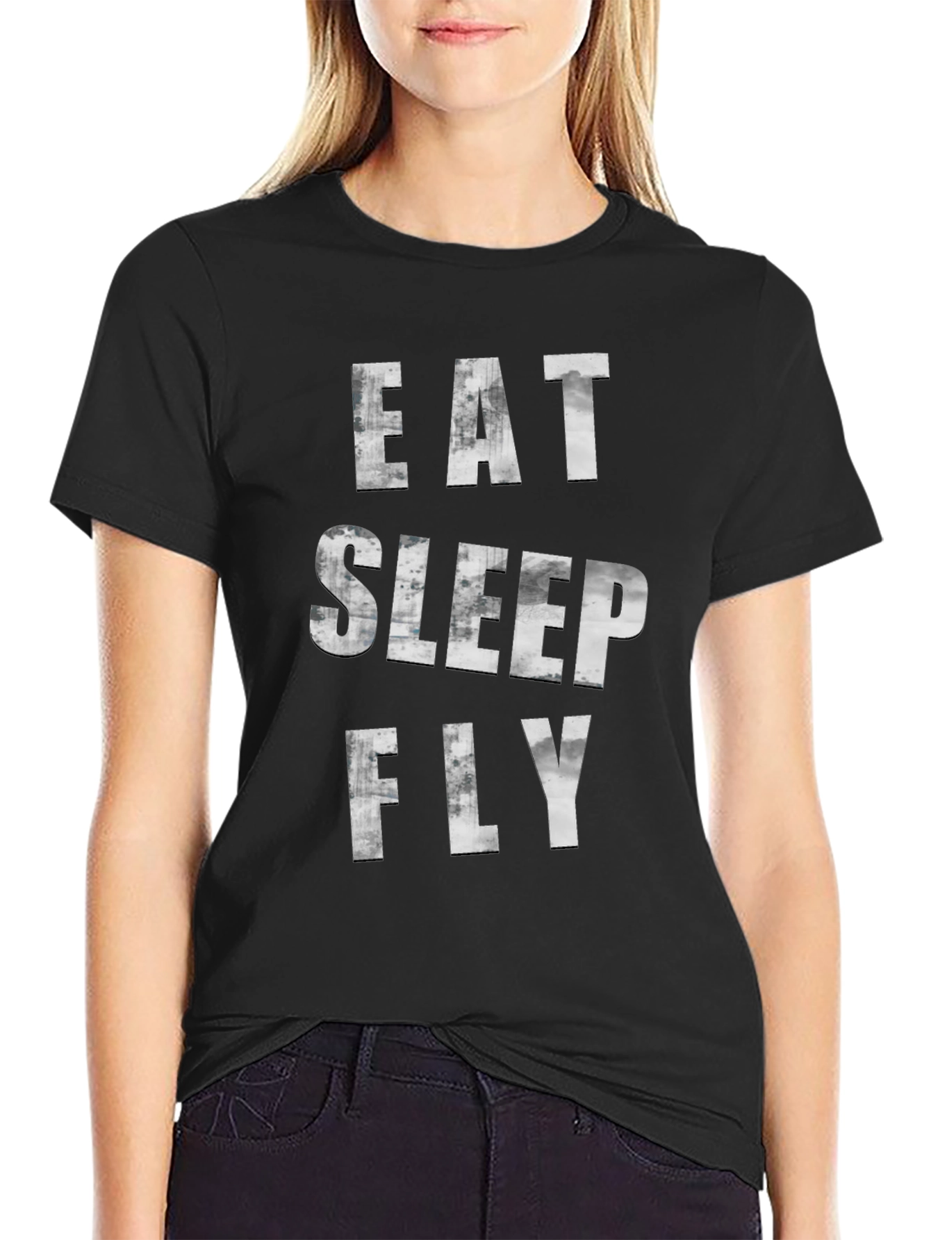 Eat Sleep Fly Graphic Tee - Black Casual T-Shirt