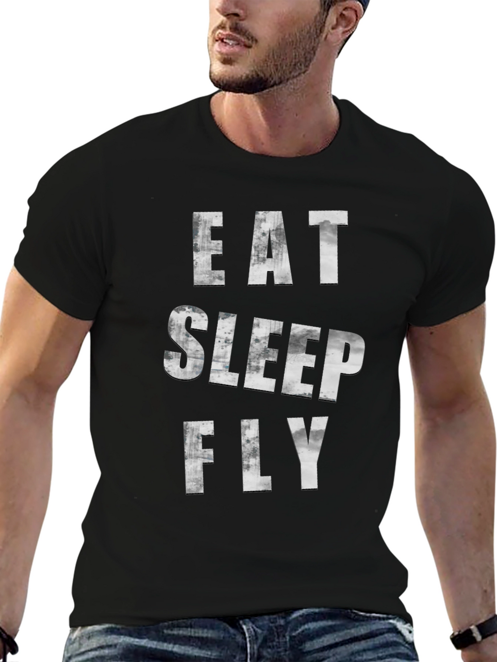 Eat Sleep Fly Graphic Tee - Black Casual T-Shirt
