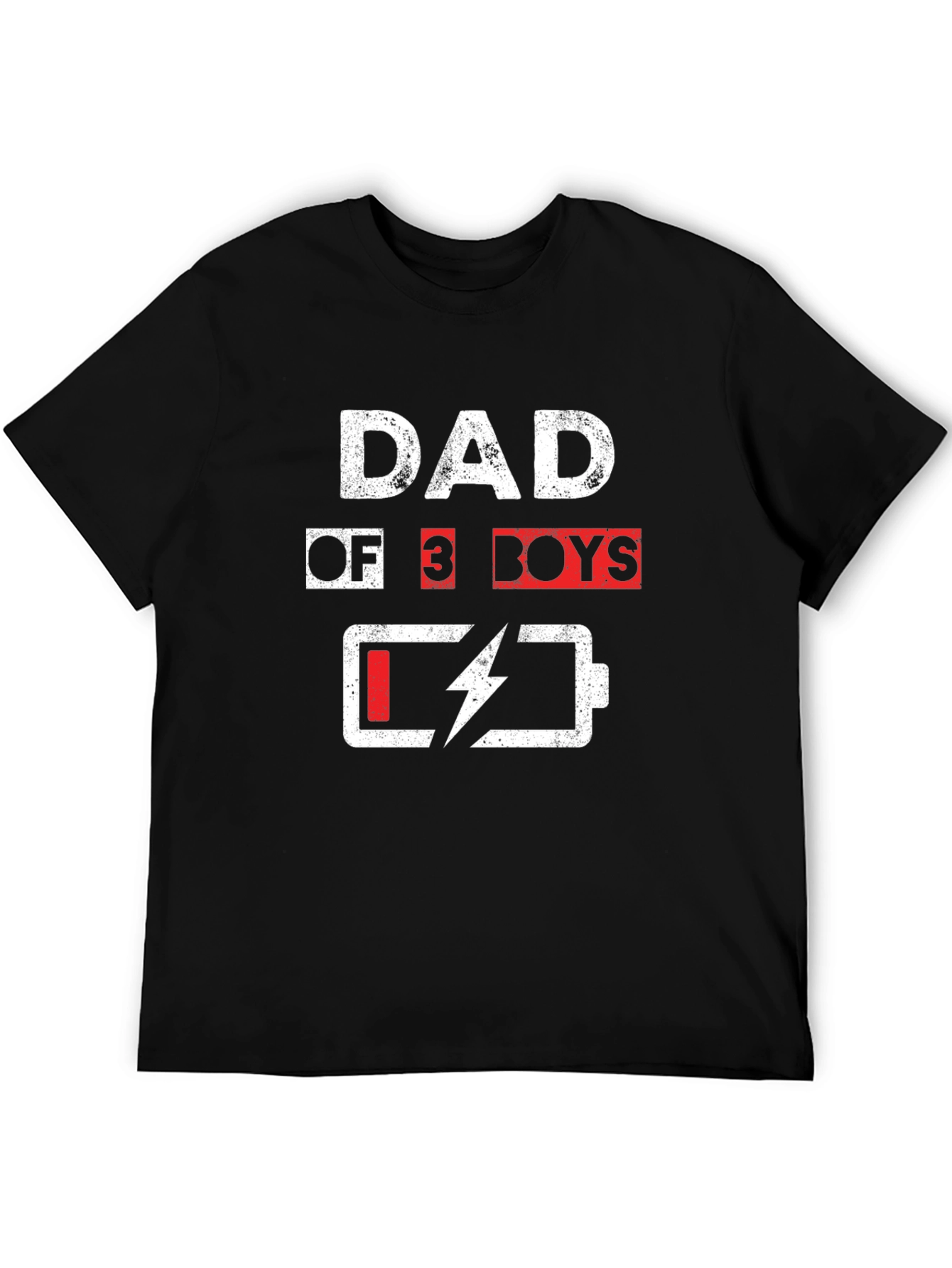 Dad of 3 Boys T-Shirt - Low Battery Funny Fathers Day Tee