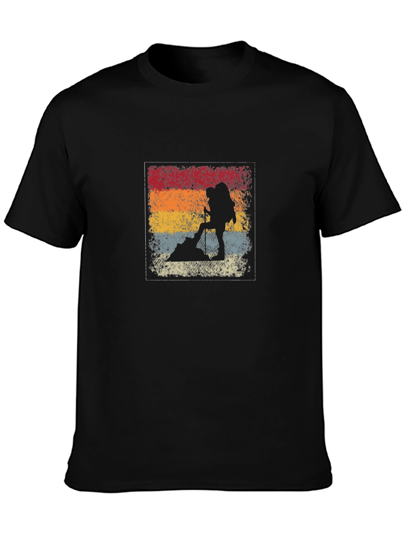 Retro Hiker Silhouette T-Shirt - Black
