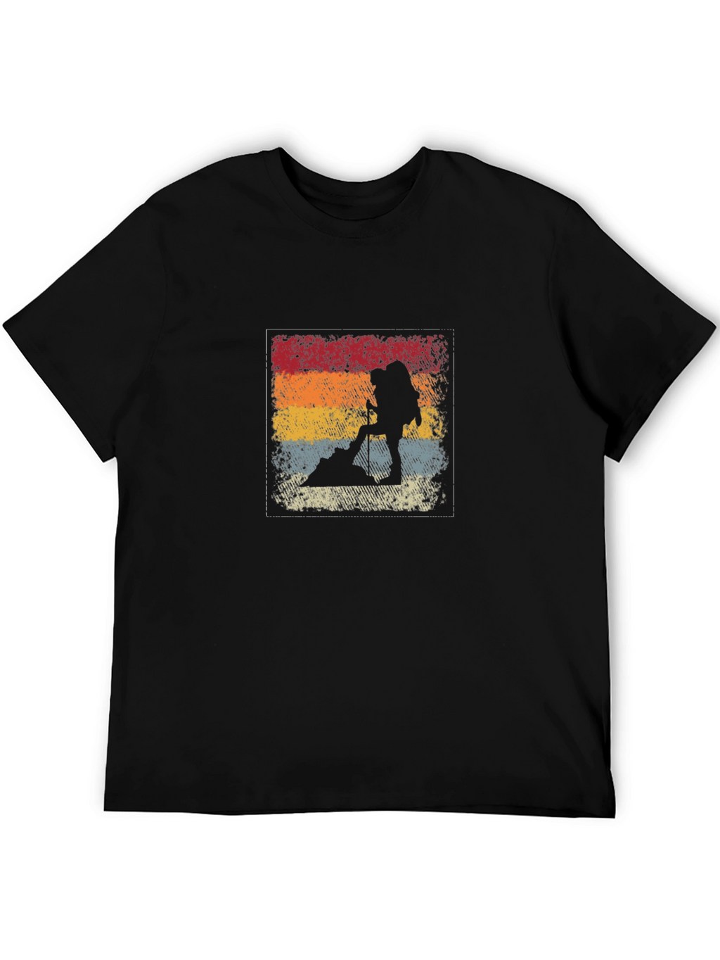 Retro Hiker Silhouette T-Shirt - Black