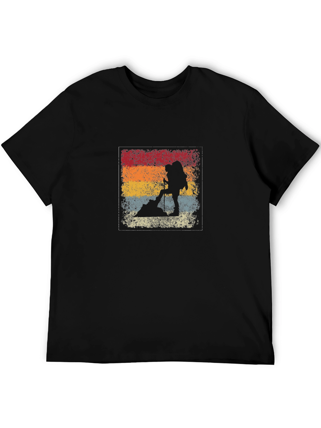 Retro Hiker Silhouette T-Shirt - Black
