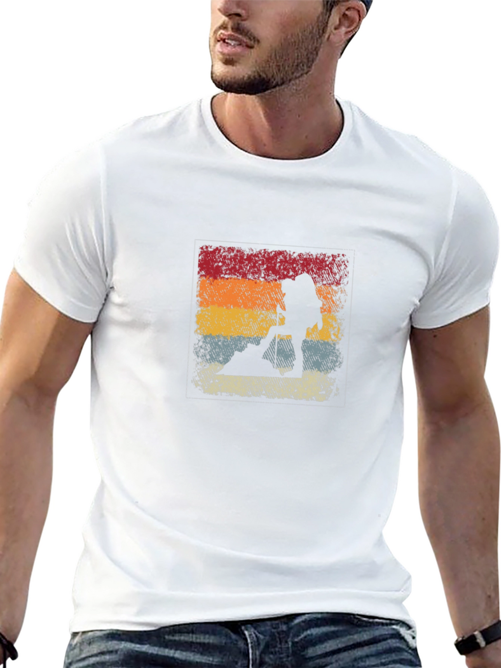Retro Hiker Silhouette T-Shirt - Black