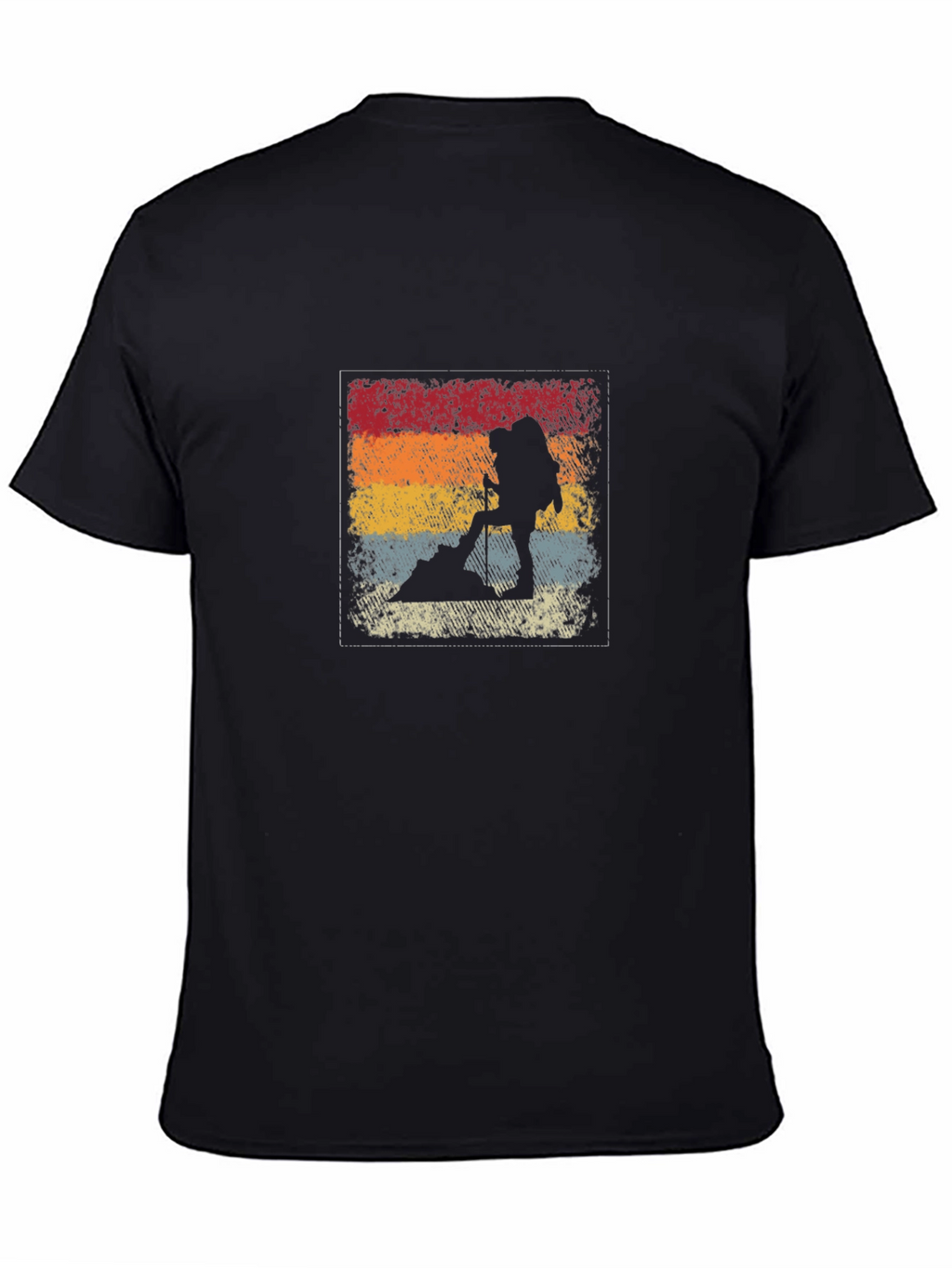 Retro Hiker Silhouette T-Shirt - Black