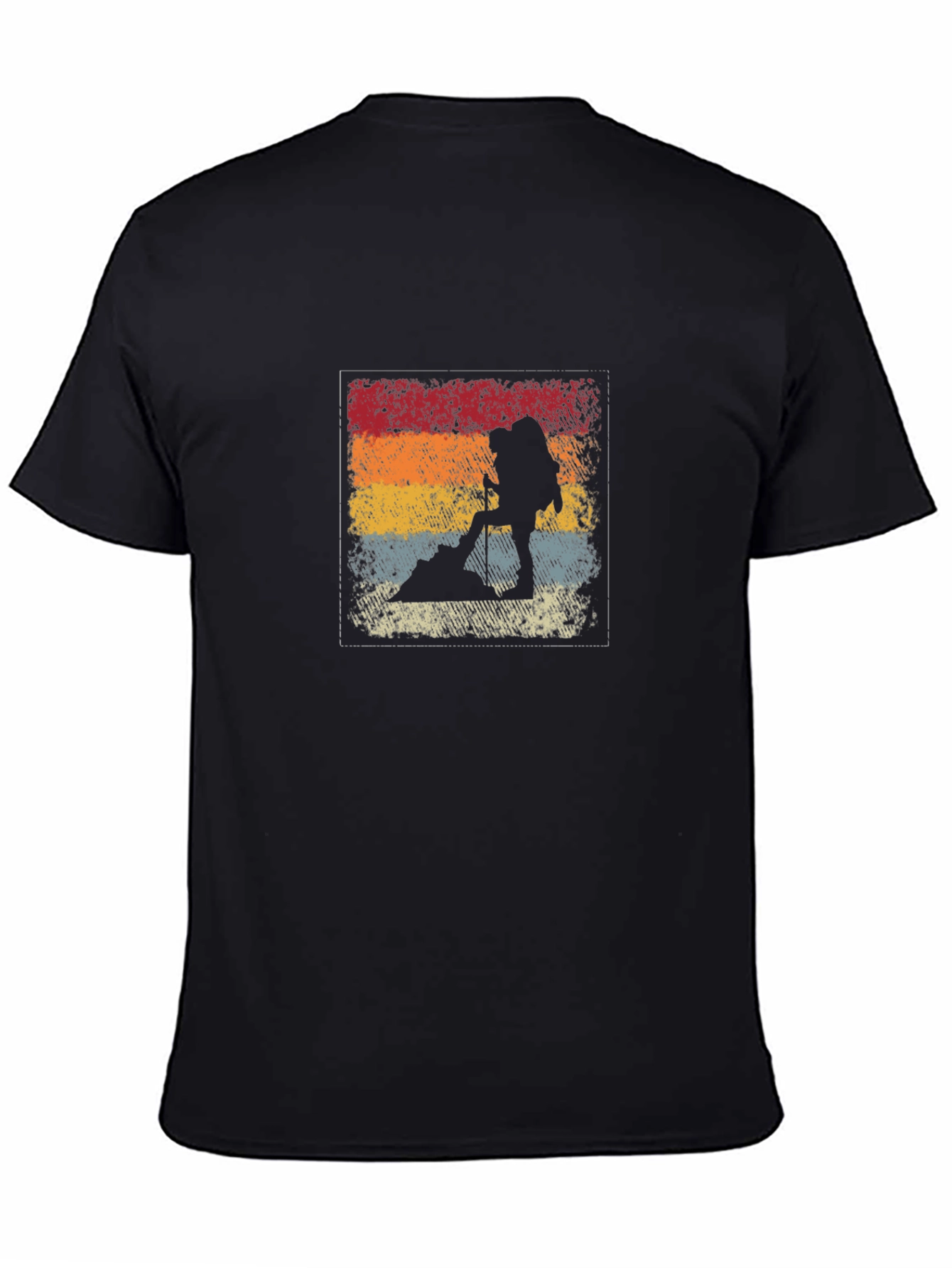Retro Hiker Silhouette T-Shirt - Black