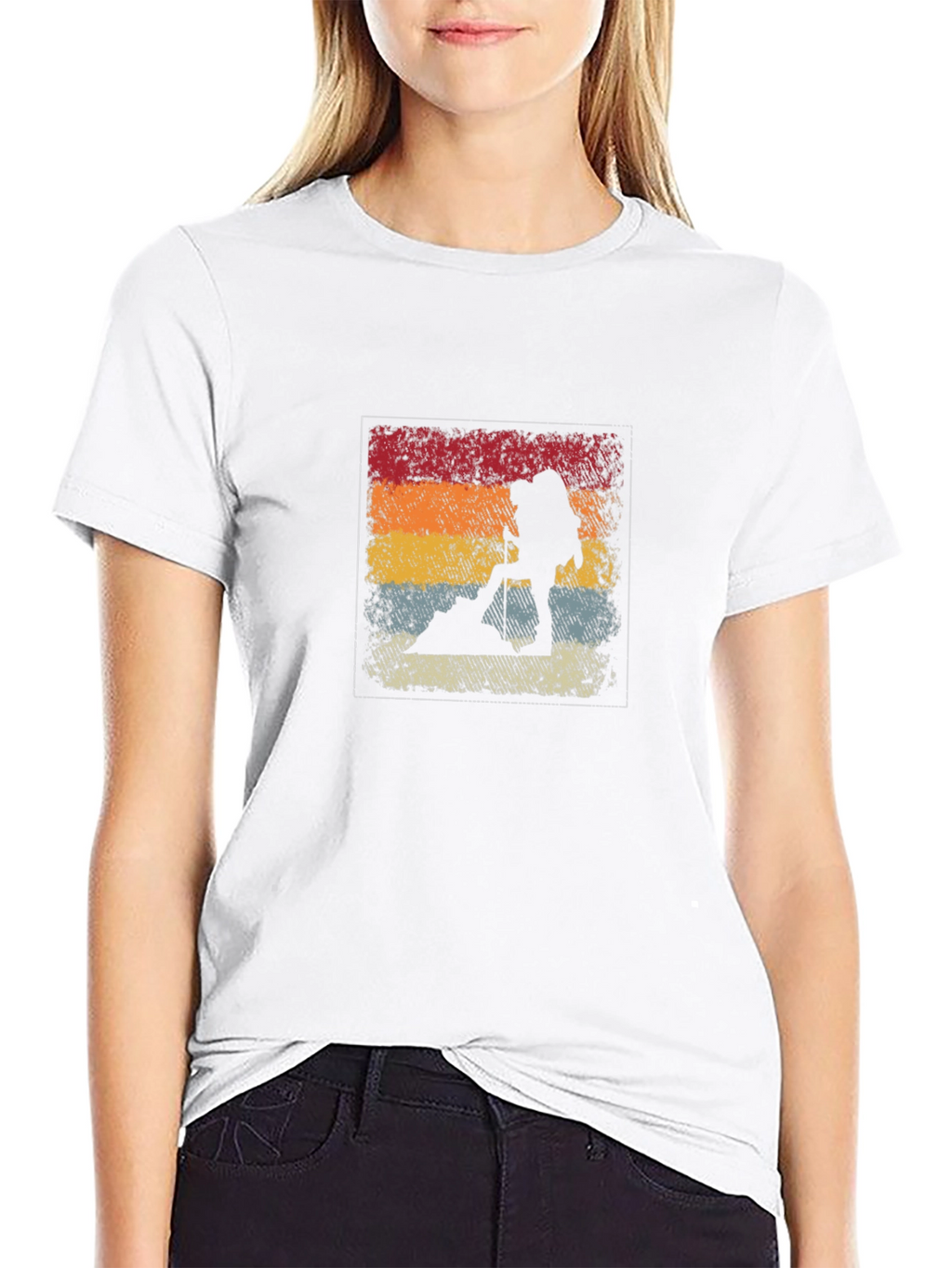 Retro Hiker Silhouette T-Shirt - Black