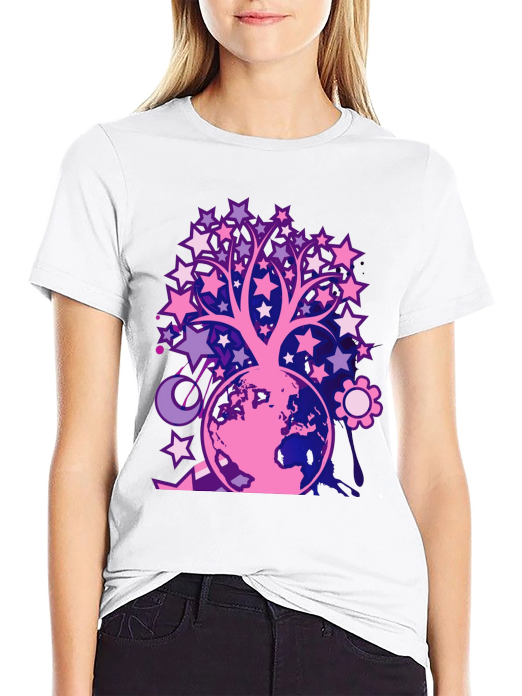 Starry Tree Earth Graphic T-Shirt