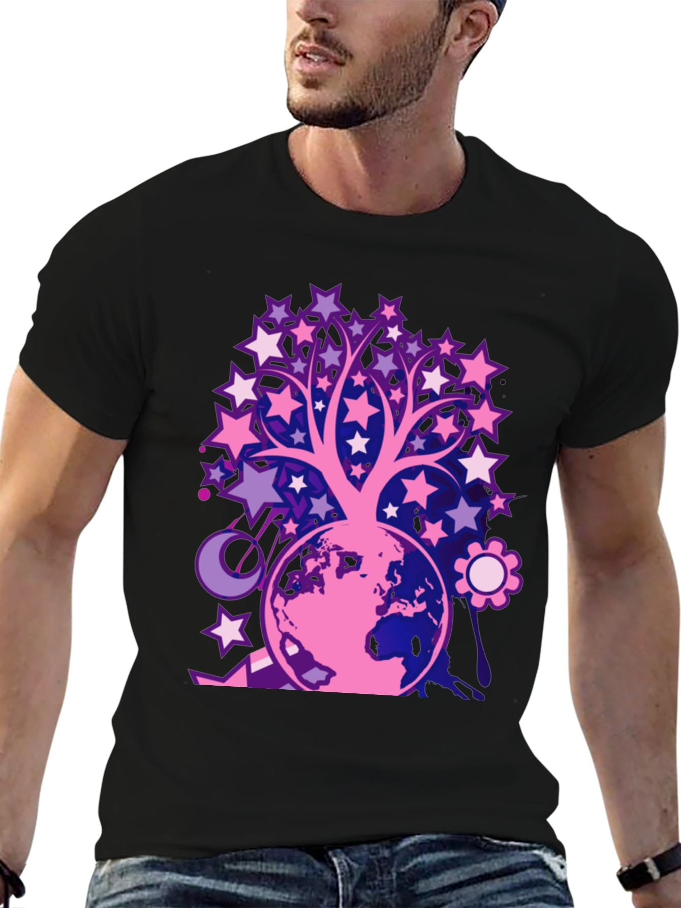 Starry Tree Earth Graphic T-Shirt
