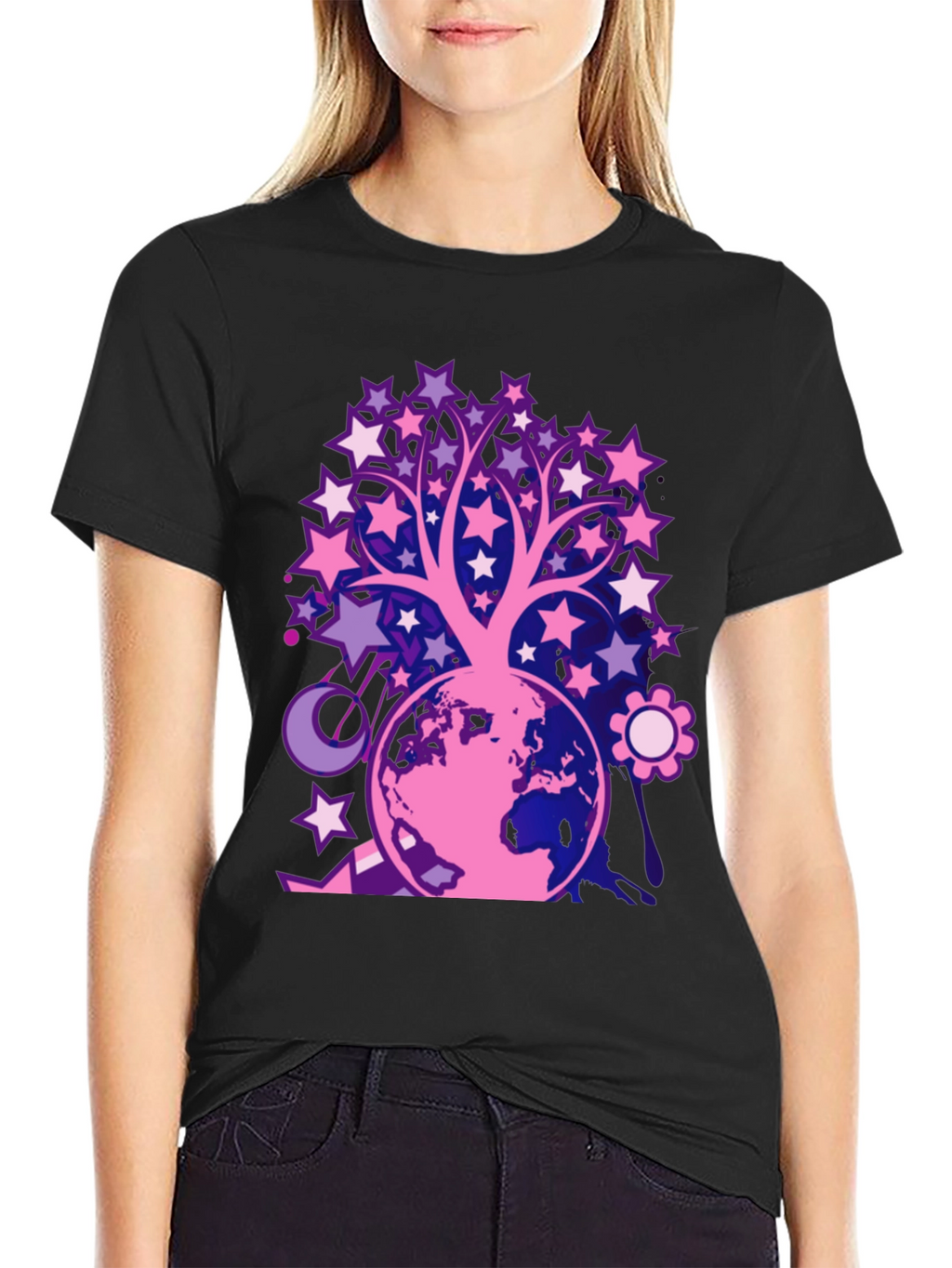 Starry Tree Earth Graphic T-Shirt