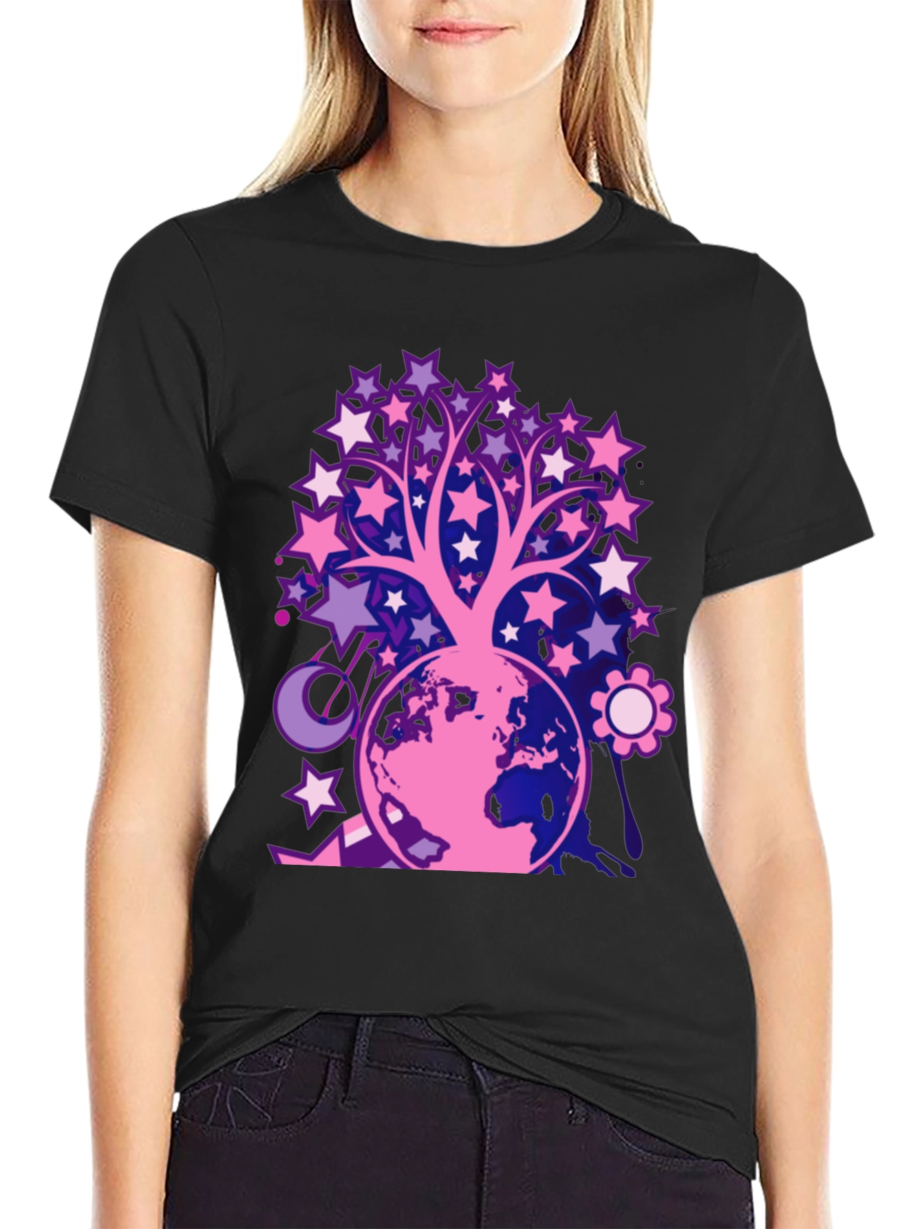 Starry Tree Earth Graphic T-Shirt