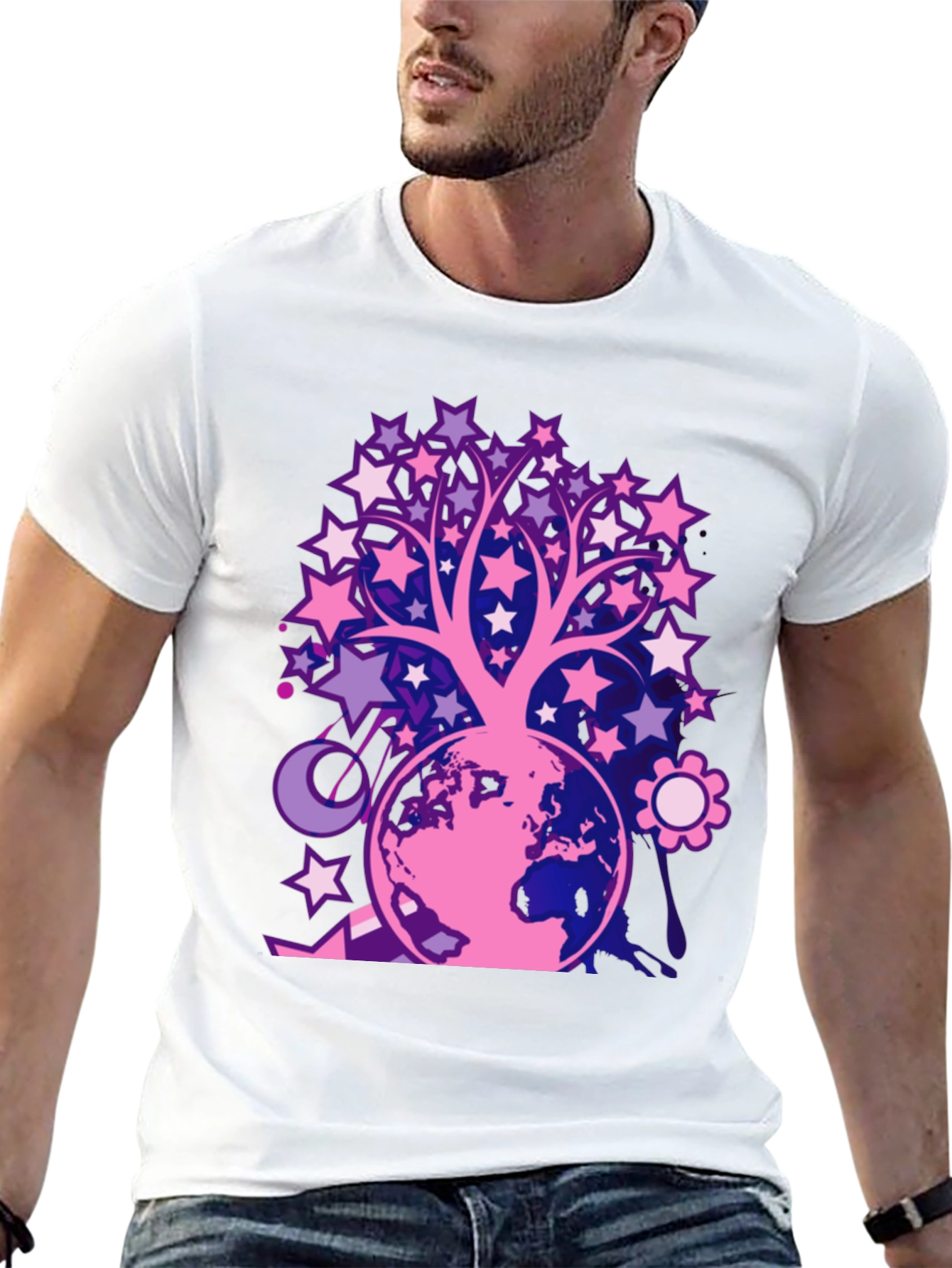 Starry Tree Earth Graphic T-Shirt