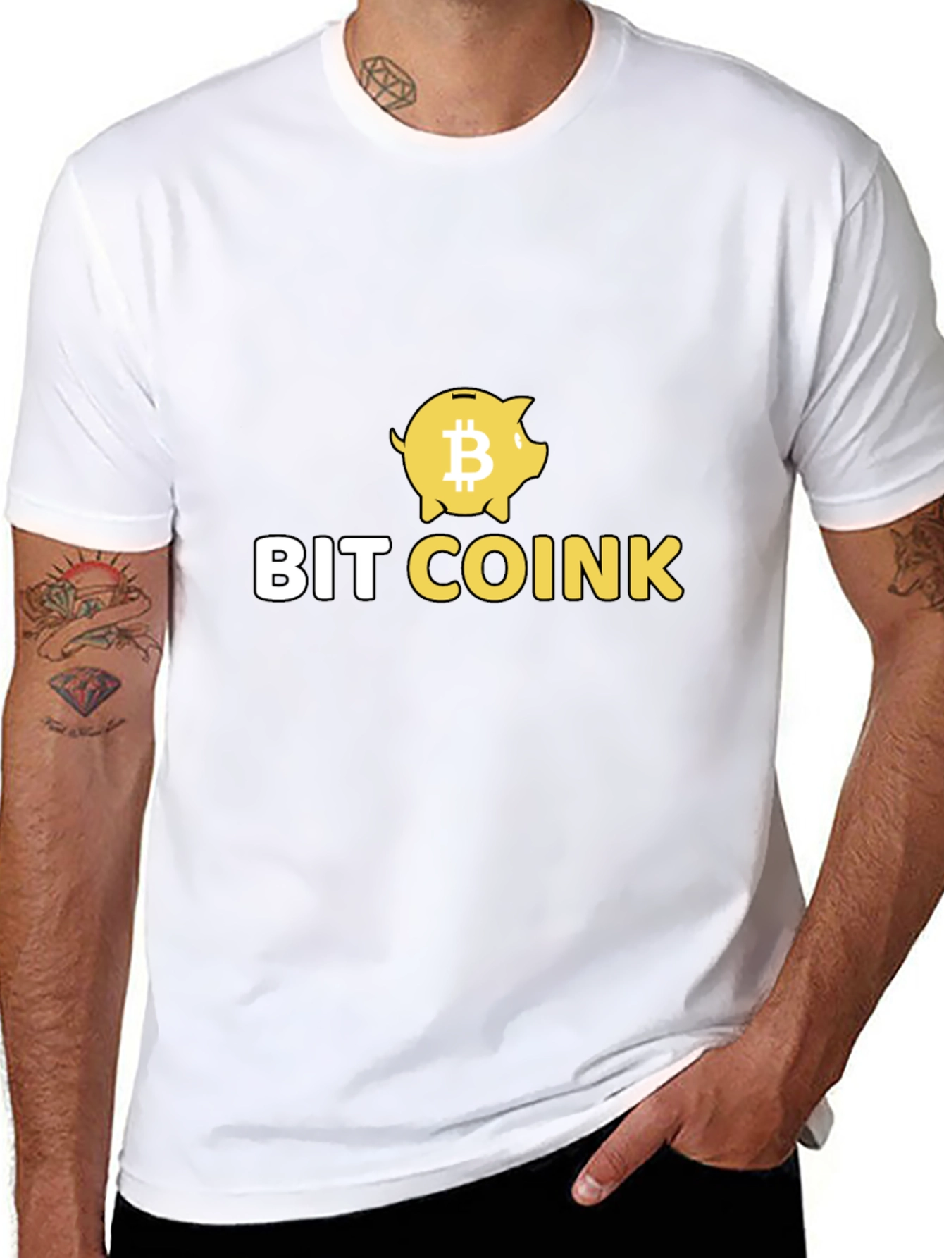 Bit Coink Black T-Shirt - Crypto Piggy Bank Design