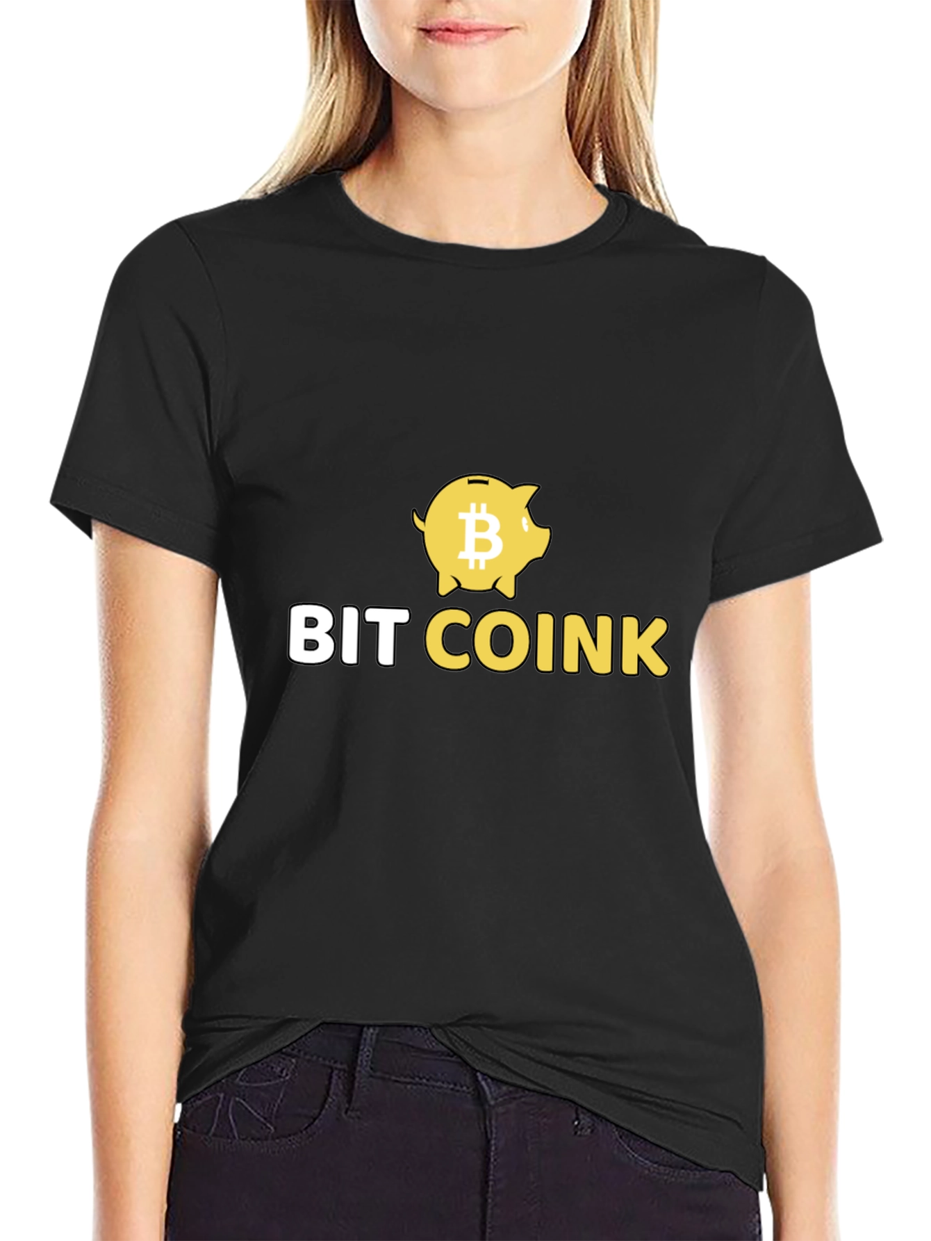 Bit Coink Black T-Shirt - Crypto Piggy Bank Design