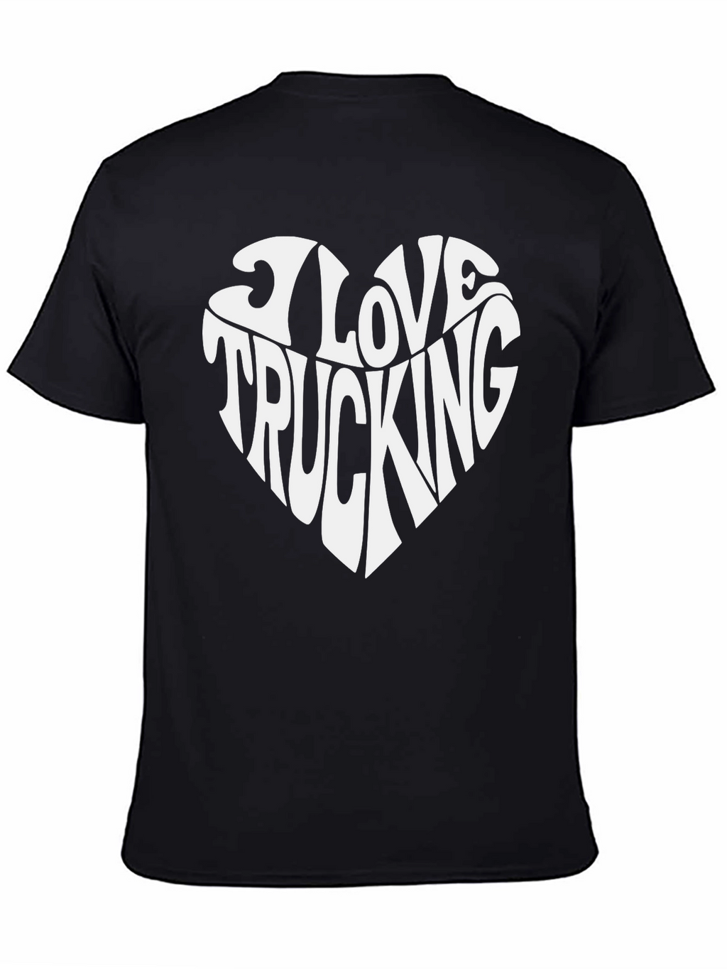 I Love Trucking Heart Graphic T-Shirt - Black Cotton