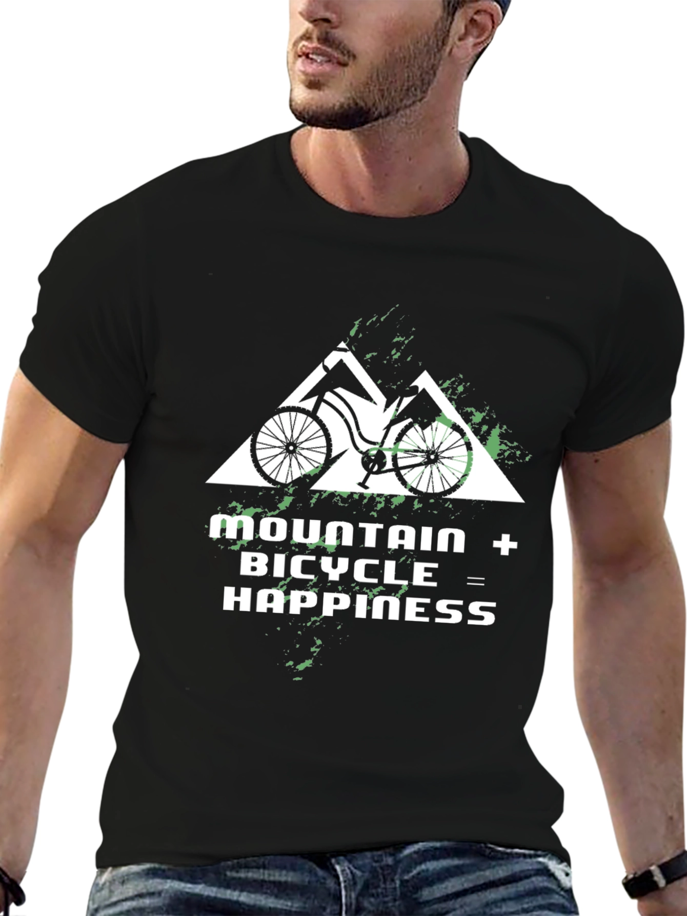 Mountain Bicycle Happiness Graphic Tee - Black