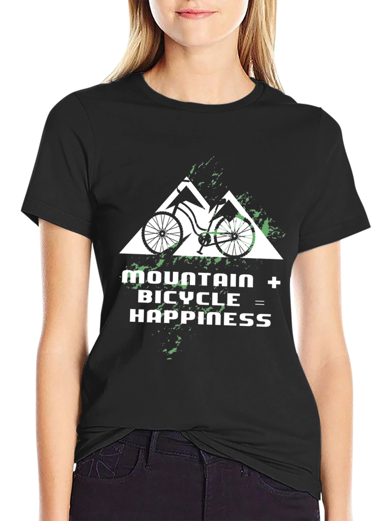 Mountain Bicycle Happiness Graphic Tee - Black