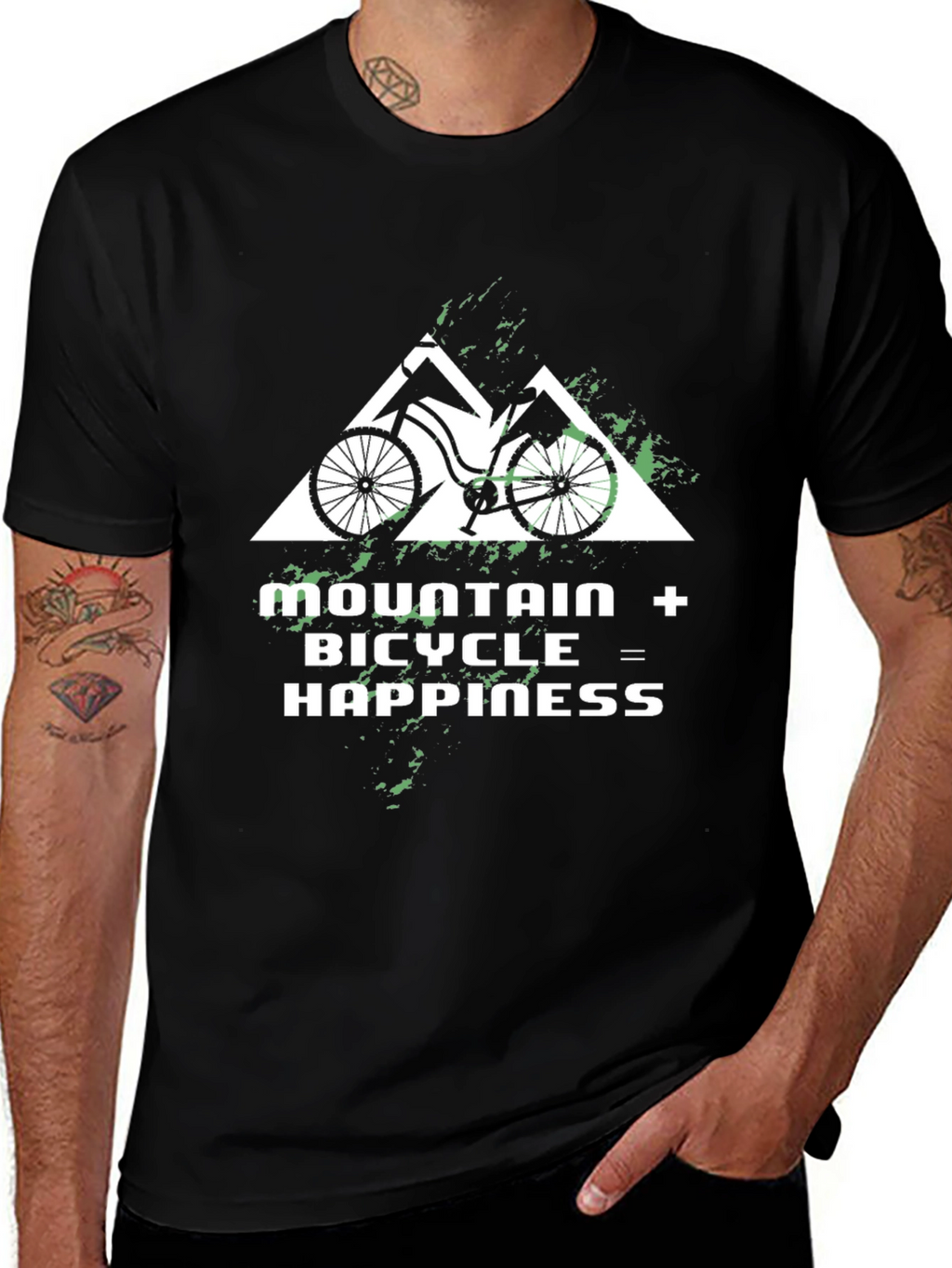 Mountain Bicycle Happiness Graphic Tee - Black